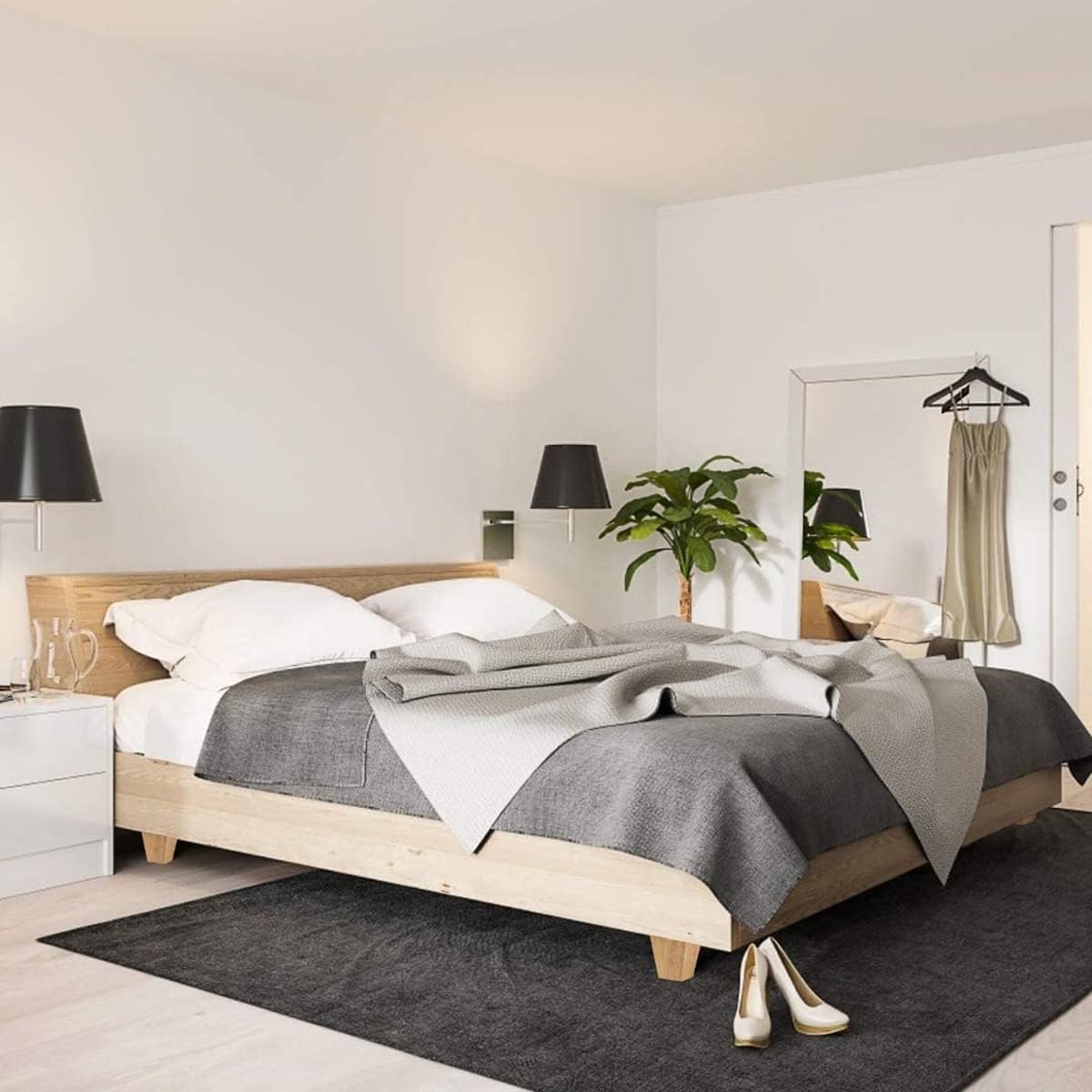 Thumbnail 3 de TAIANJI 6 cm Möbelbeine Holz – 4 Stück mit Montageplatten und Schrauben