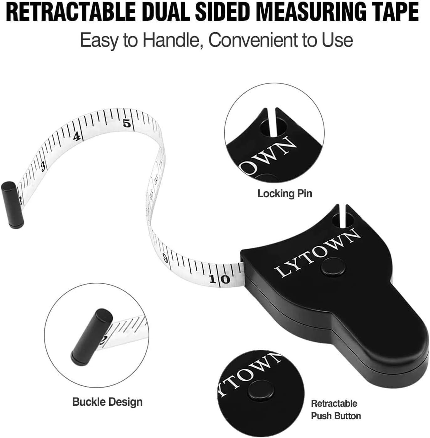 Thumbnail 3 de LYTOWN jkd Retractable Body Measuring Tape Set, 60-Inch, 2-Piece