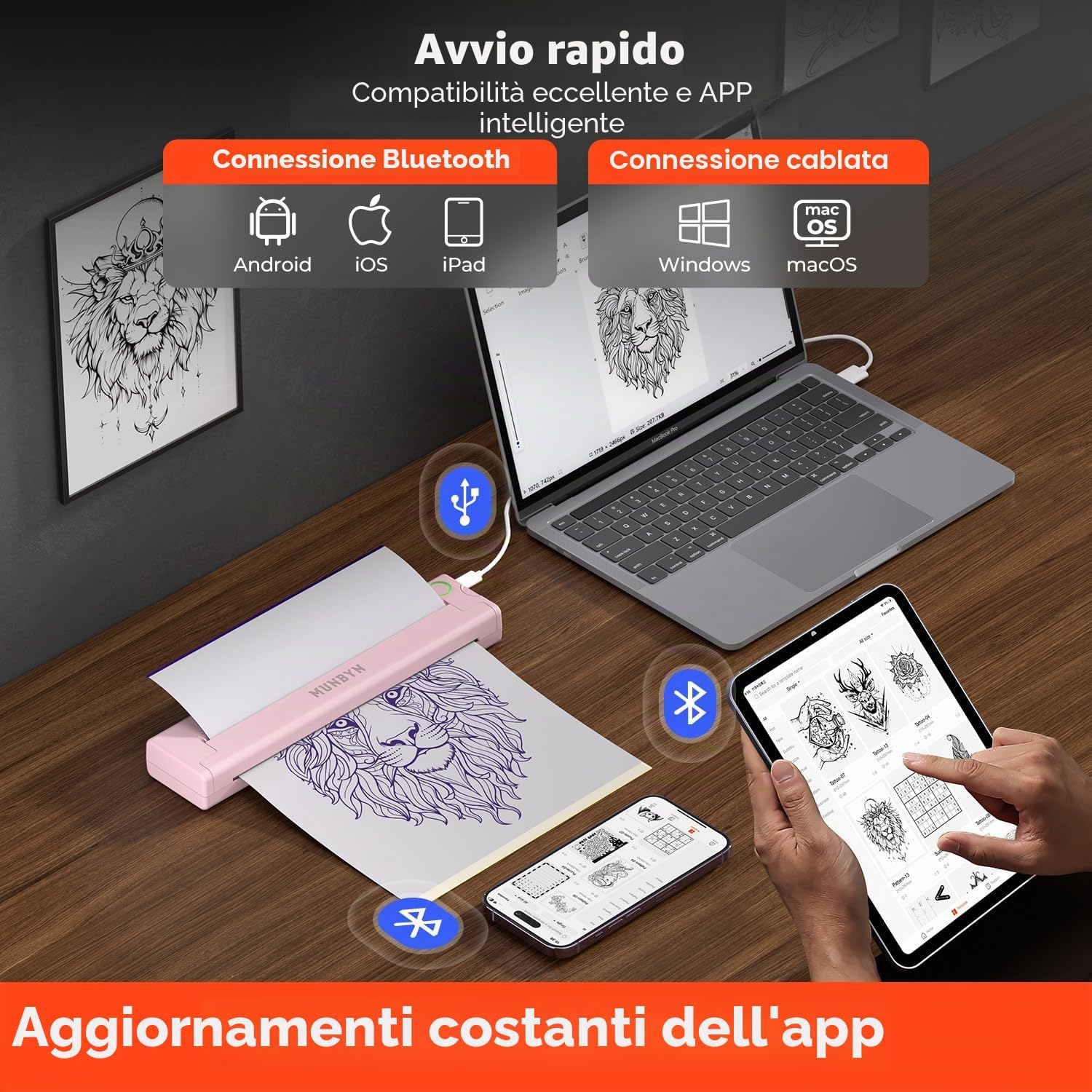 Thumbnail 4 de MUNBYN ITP05 Stampante Stencil Tattoo – Portatile, Bluetooth, 20 Fogli