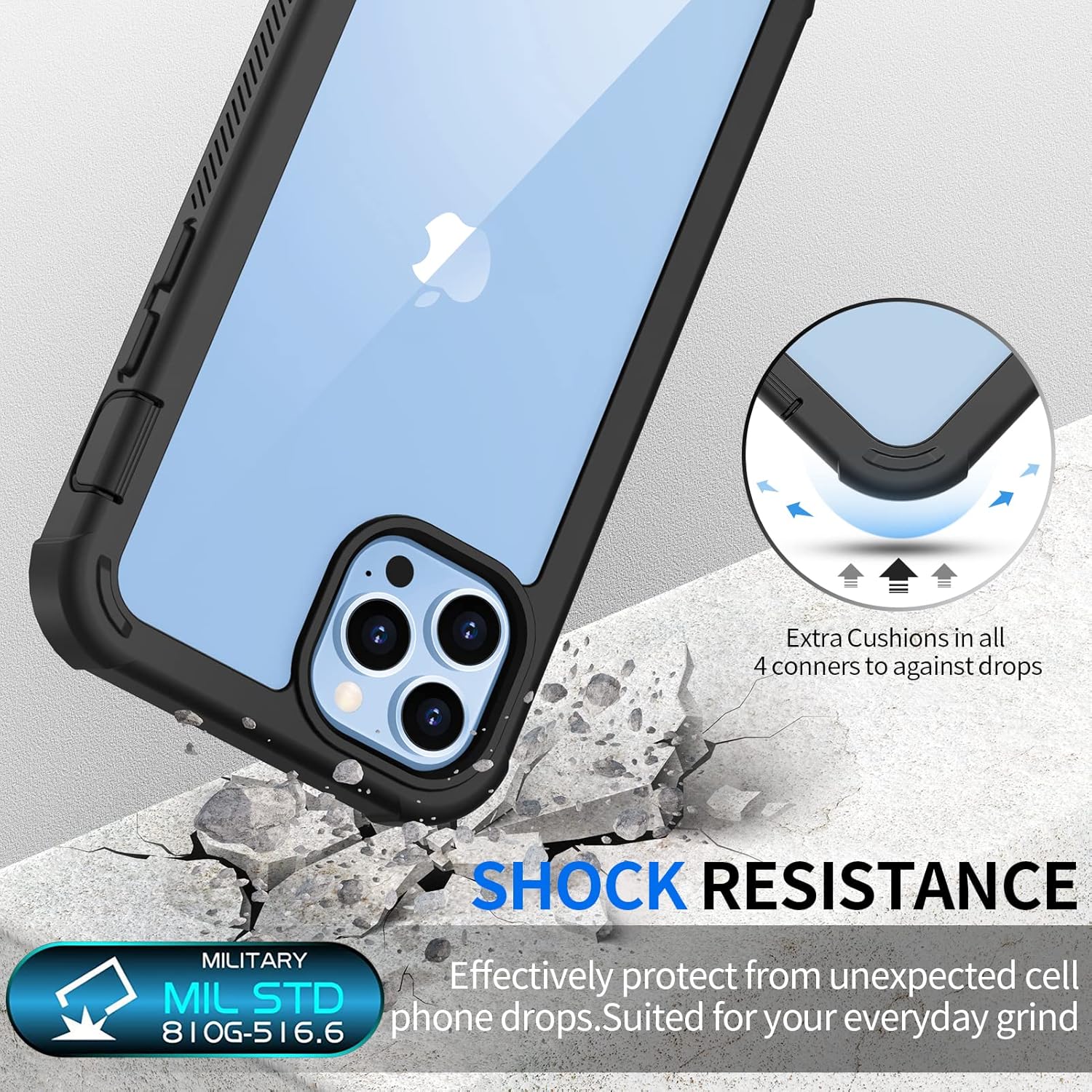 Thumbnail 3 de Seacosmo Coque anti-choc 360° pour iPhone 13 Pro 6,1" – Transparent et robuste avec écran et caméra protégés