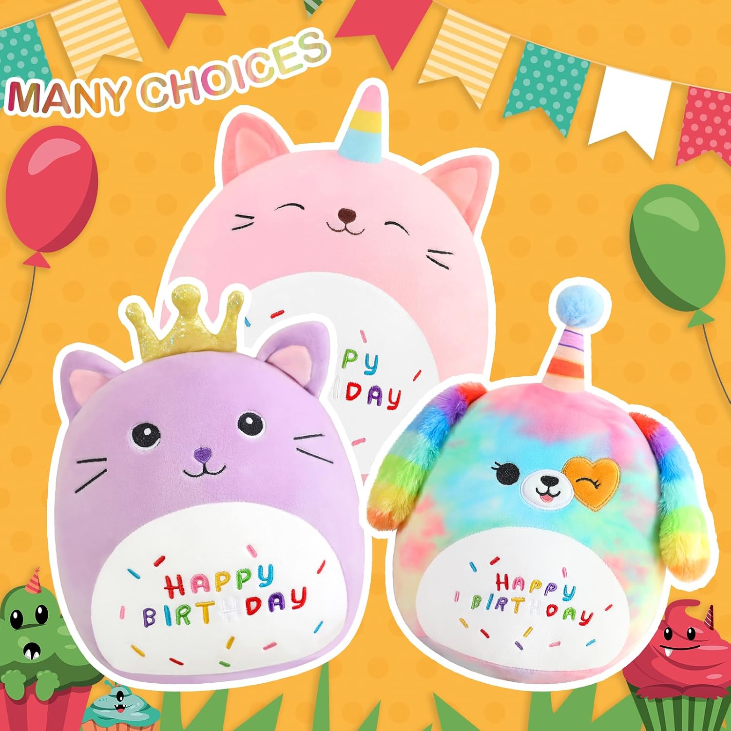 Detalle 2 de SQEQE Happy Birthday Rainbow Dog plush 25 cm