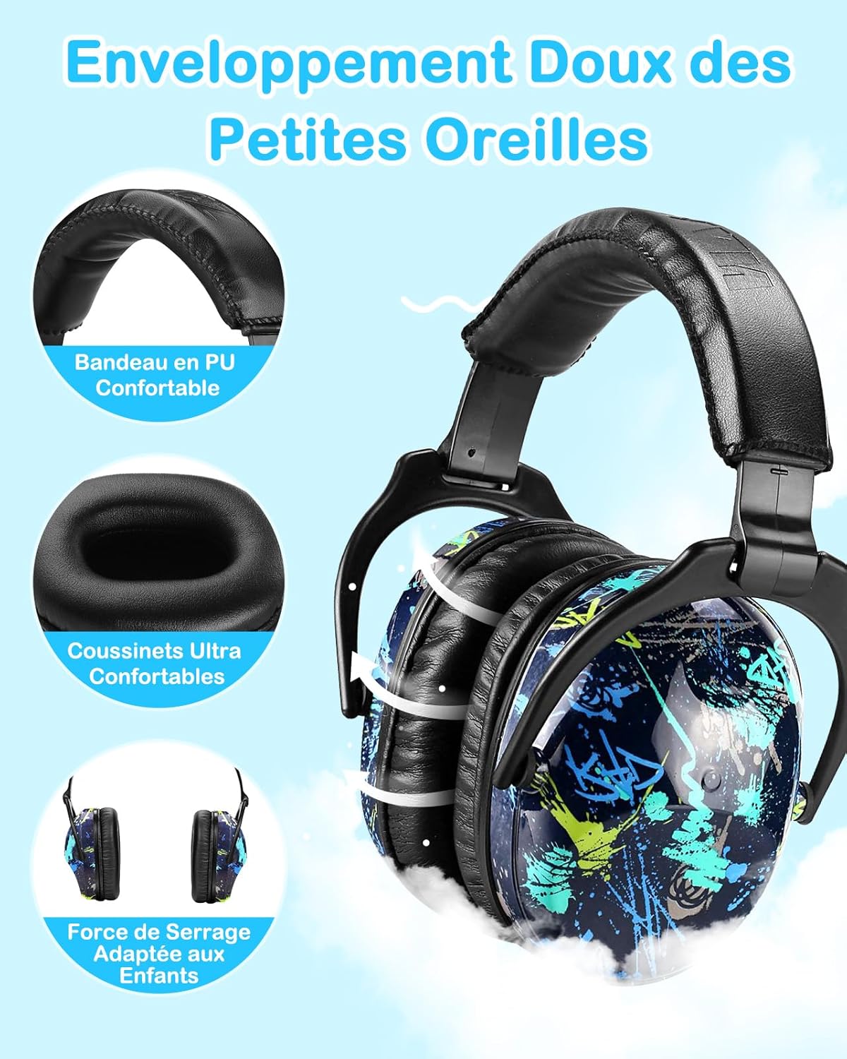 Thumbnail 4 de ZOHAN 030 casque anti-bruit enfant pliable et réglable, SNR 25 dB