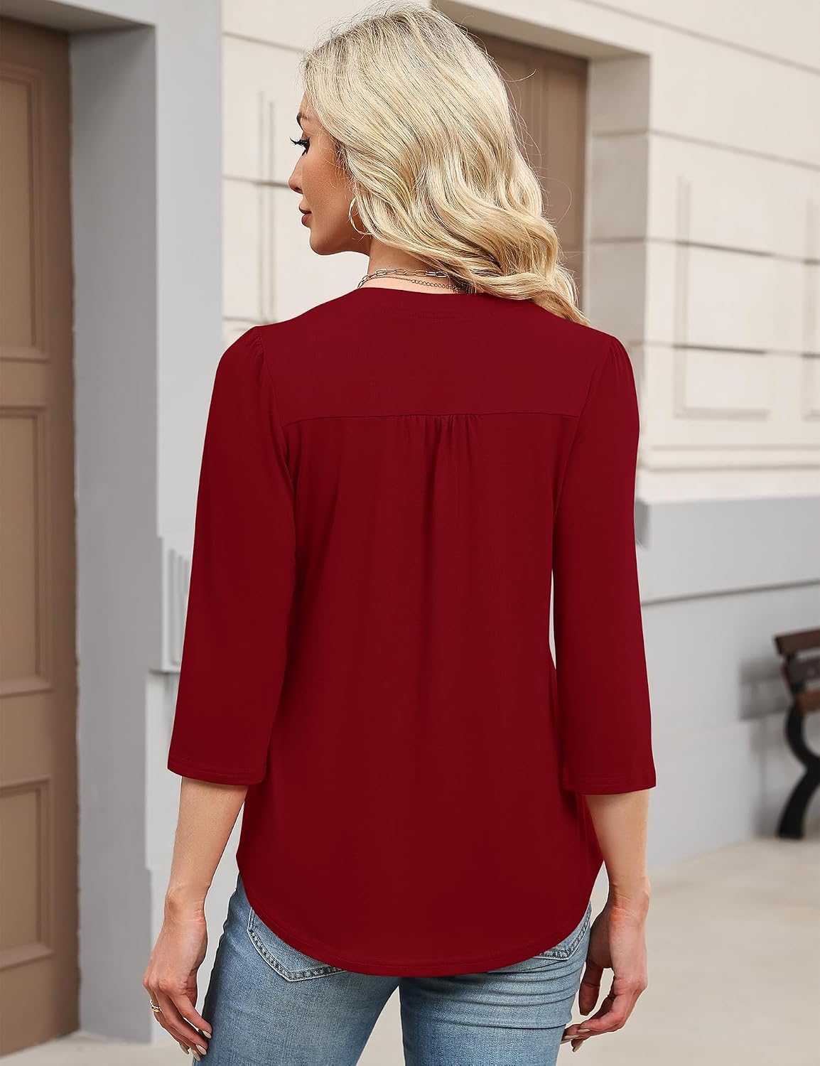 Thumbnail 4 de IECCP 3/4 Sleeve Henley V-Neck Top