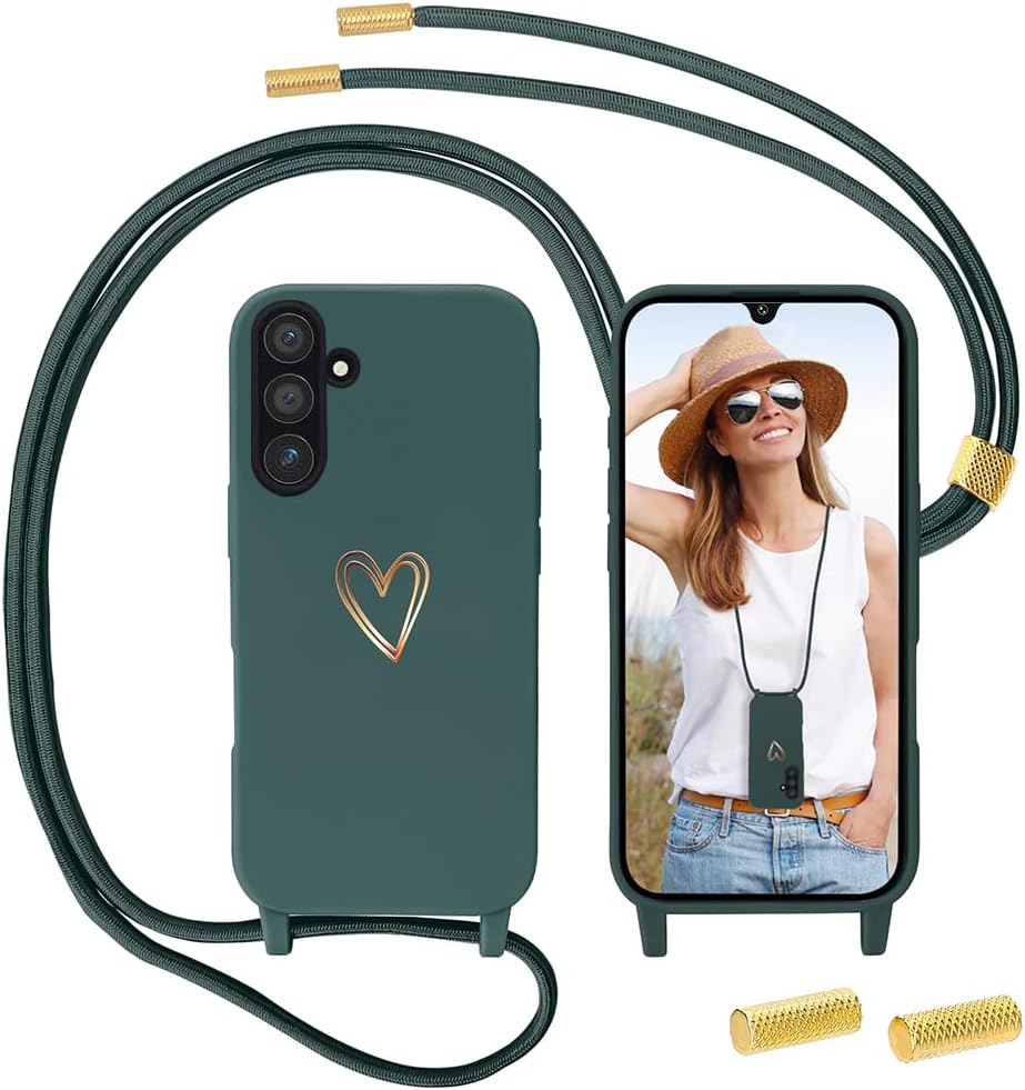 Detalle de Handykette für Samsung Galaxy S26 Hülle mit Band – Herz-Muster Silikon Case, Grün