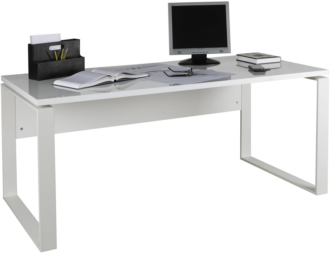 Detalle de Composad Scrivania DISEGNO con gambe in metallo – 170 x 74,5 x 80 cm, Bianco laccato
