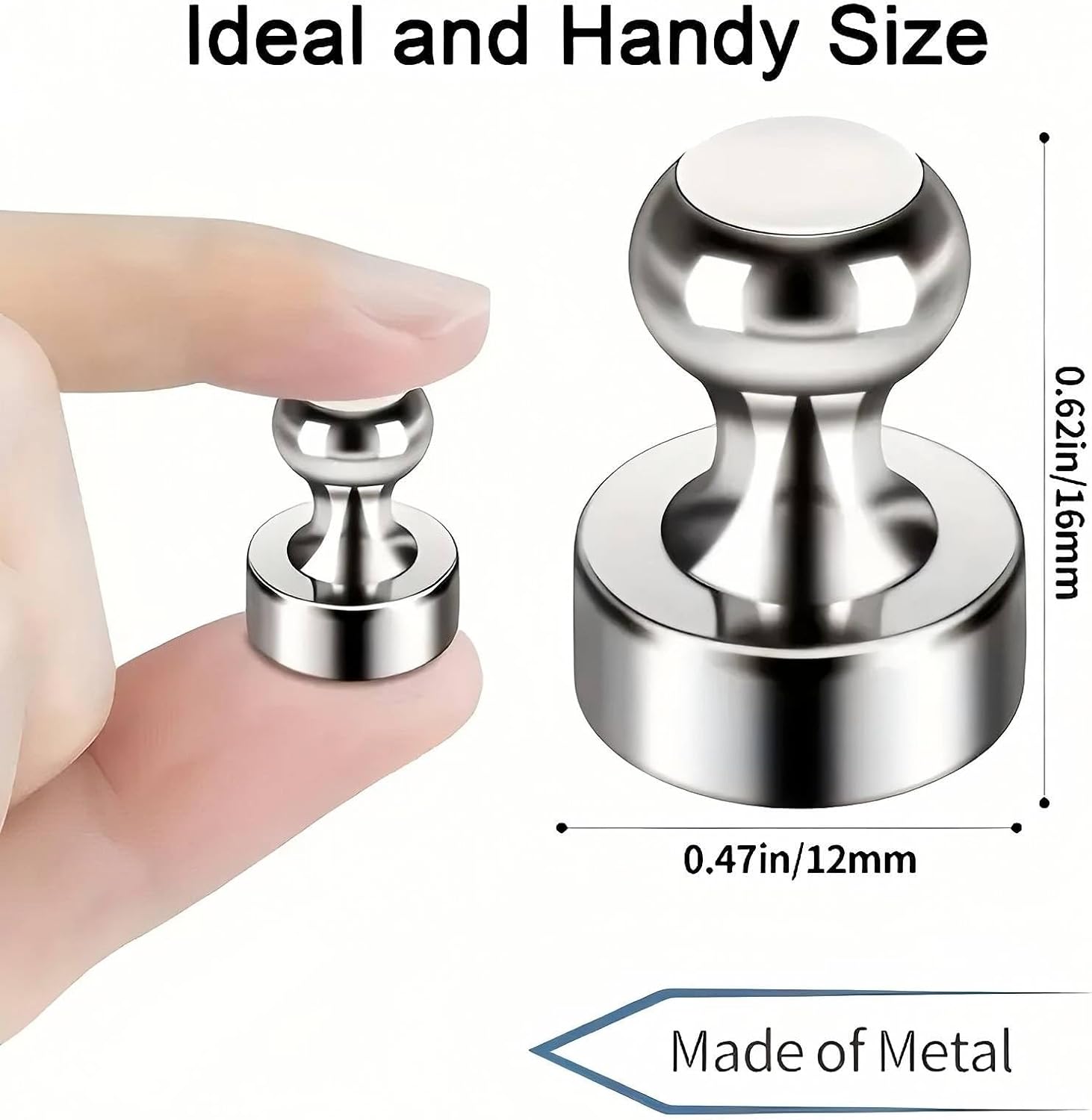 Detalle 2 de FINDMAG Silver Fridge Magnets (48 Pack) – Neodymium magnetic push pins for whiteboards and fridges