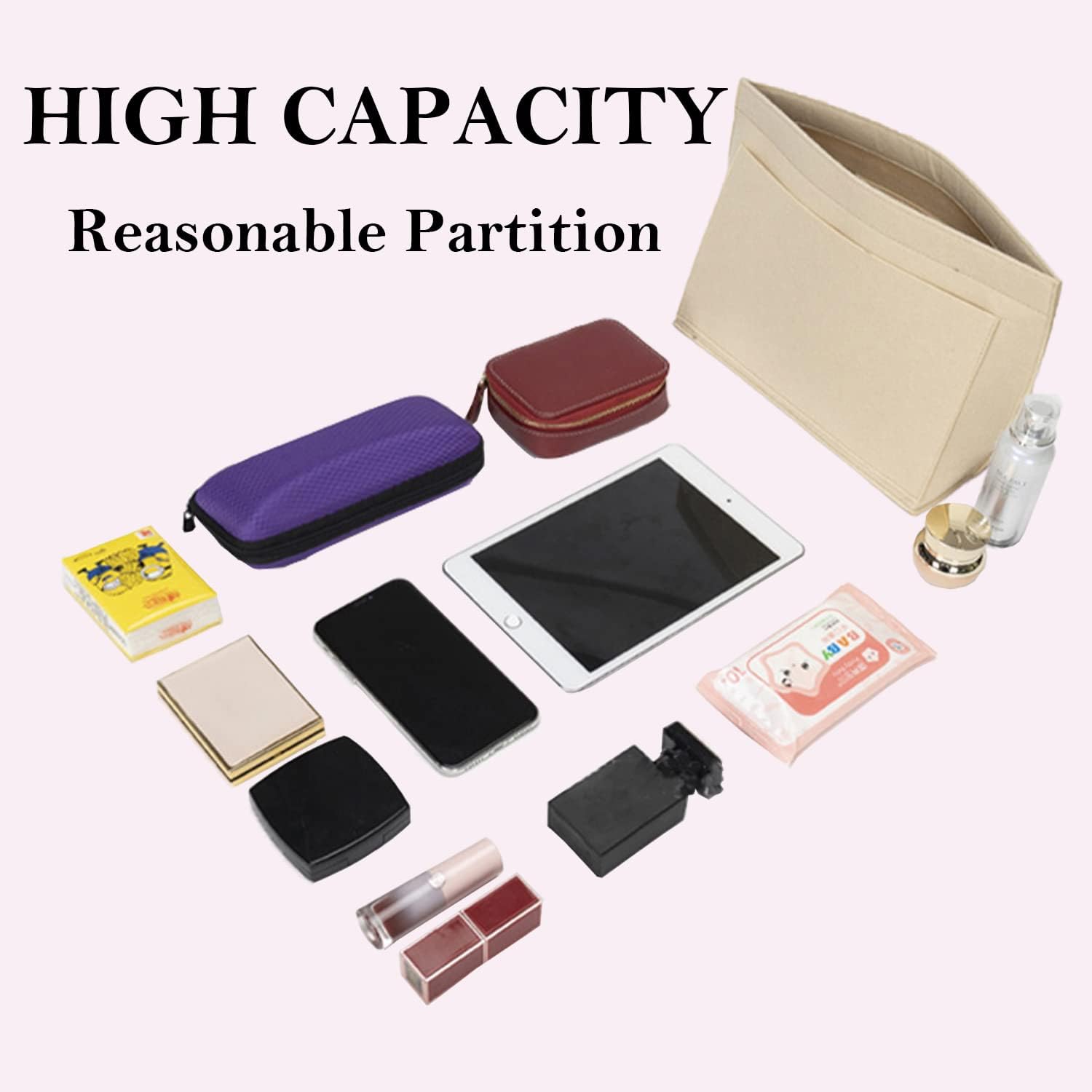 Thumbnail 6 de D.DUO Organizer per borsa: organizer multi-tasca in feltro per interni Longchamp ( Nero, Medium )