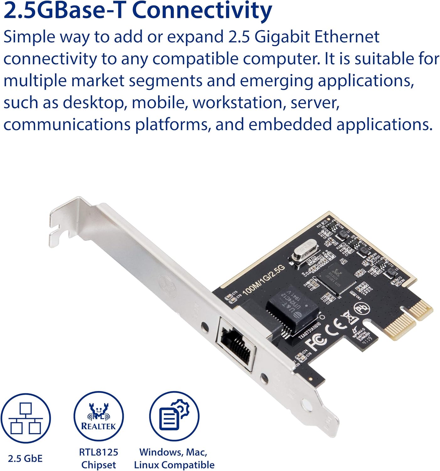 Thumbnail 1 de IO Crest Crest 2.5 Gigabit Ethernet PCI Express Network Controller Card (SI-PEX24059)