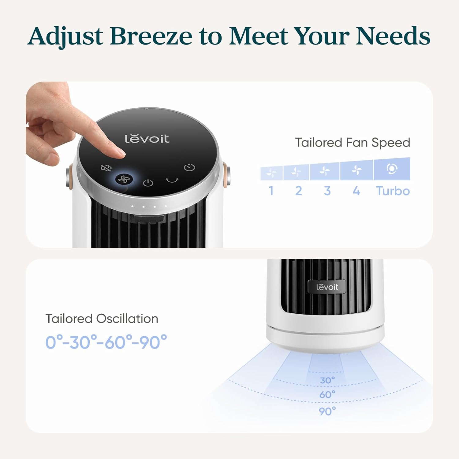 Thumbnail 6 de LEVOIT Tower Fan for Bedroom — Quiet 20dB DC Motor Bladeless Tower with 5 Speeds, 12H Timer, Remote