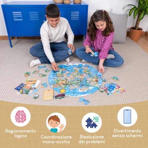 Thumbnail 6 de BONNYCO Puzzle Bambini XXL Mappamondo da 70 Pezzi Grandi con Animali