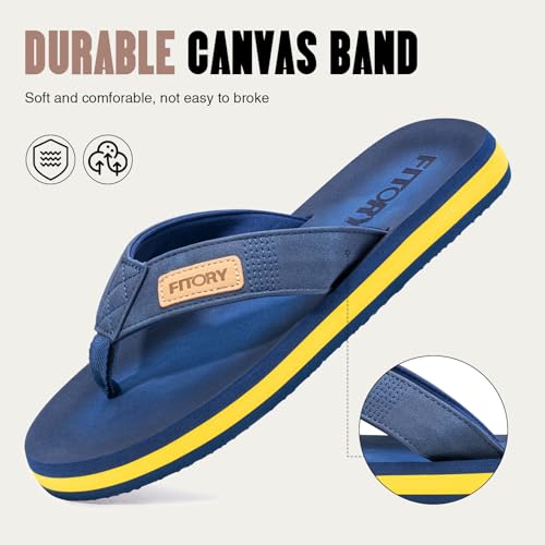 Detalle de FITORY Homme Confortable Tongs été antidérapante – Bleu/Jaune, 43 EU