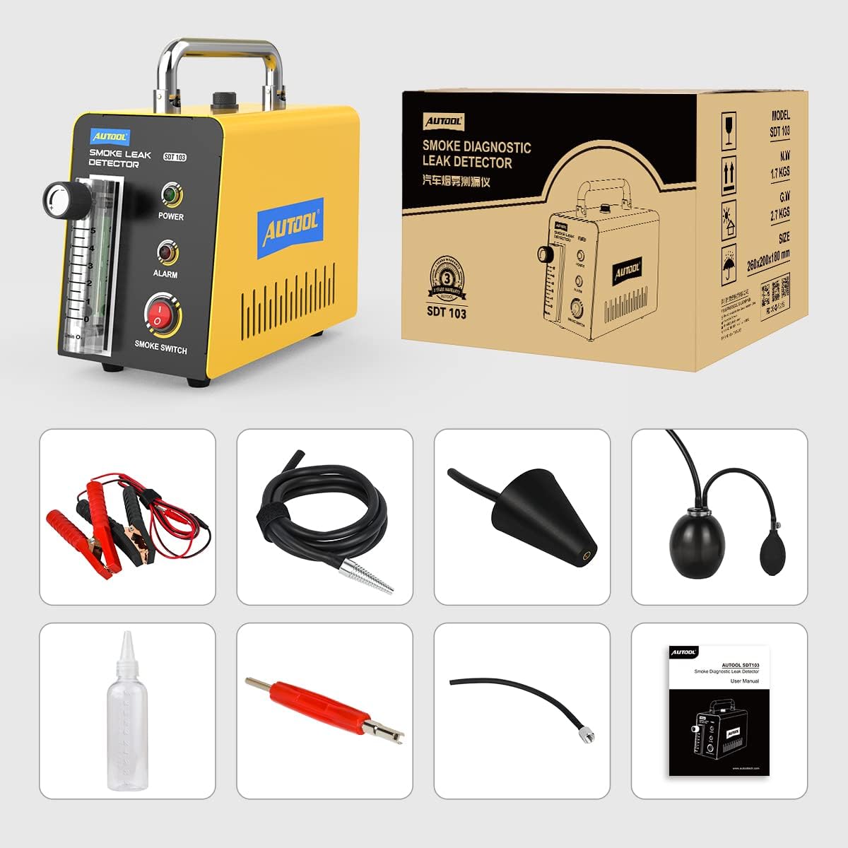Detalle de AUTOOL Smoke Machine Automotive Leak Detector: EVAP and Vacuum Leak Tester for 12V Vehicles