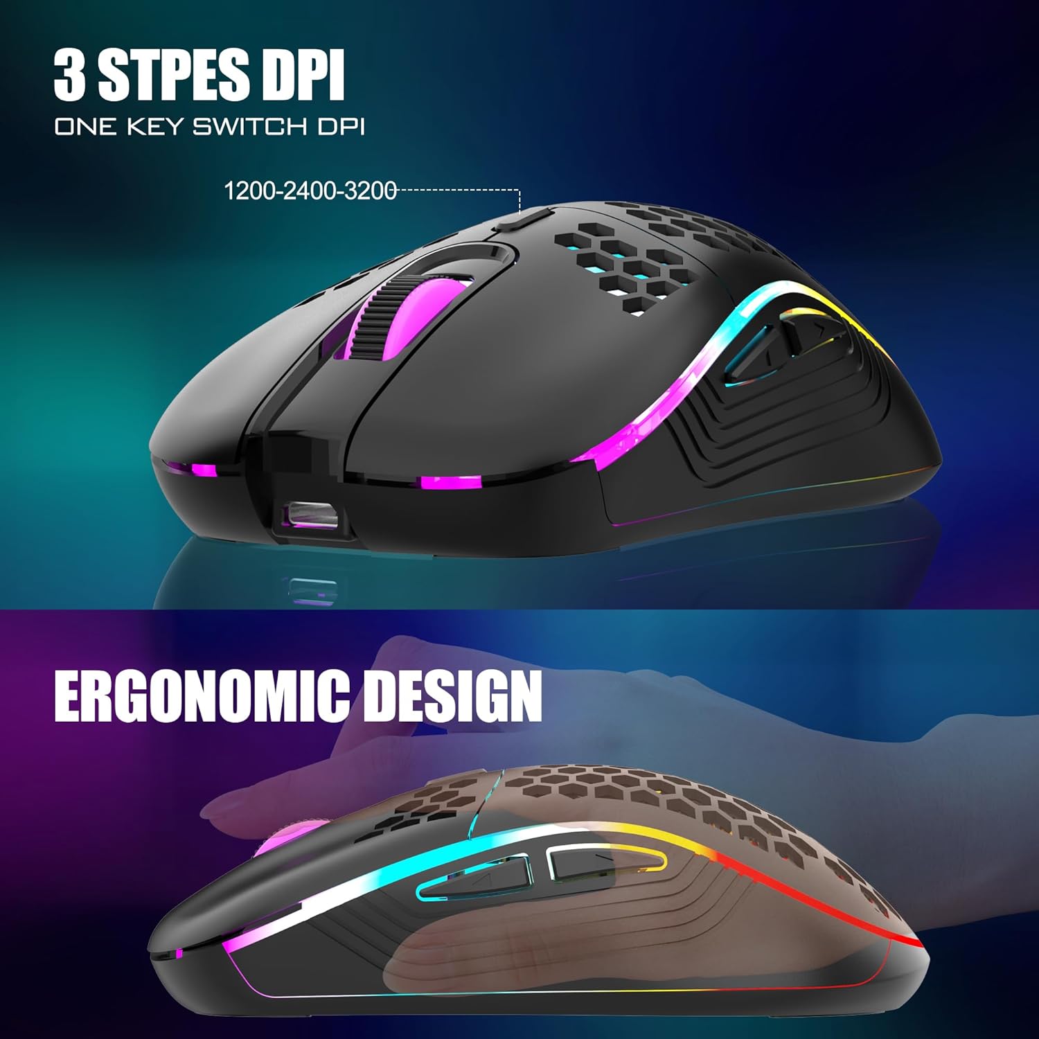 Thumbnail 2 de RedThunder K62 60% Wireless Gaming Keyboard & Honeycomb Optical Mouse Combo (2.4G, Rechargeable)