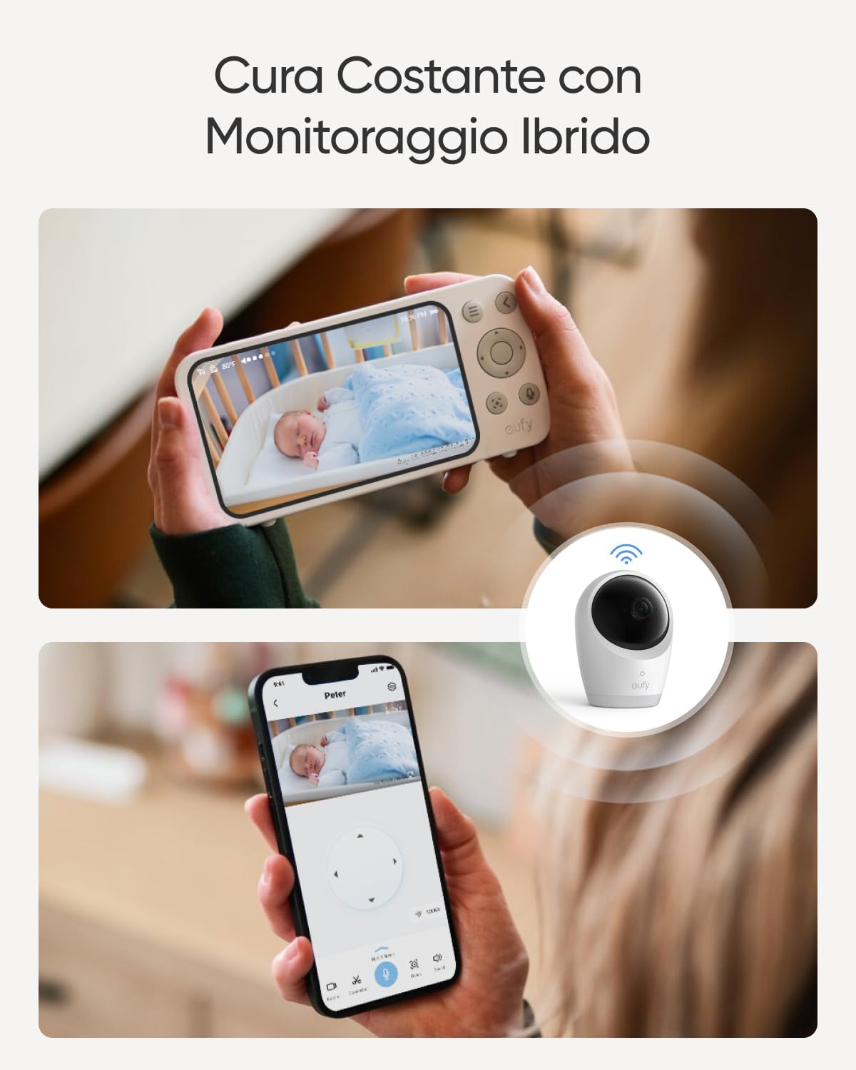 Detalle 2 de eufy Security E21 Monitor Bambino 4K UHD con schermo 5" e batteria, Wi‑Fi o connessione locale