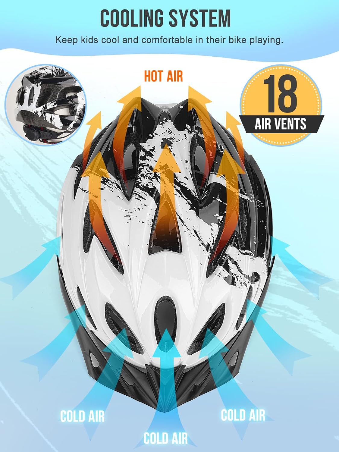 Detalle de Kids Bike Helmet for Boys & Girls (50-59cm) – Adjustable, 3-15 Years, Multi-Sport Safety