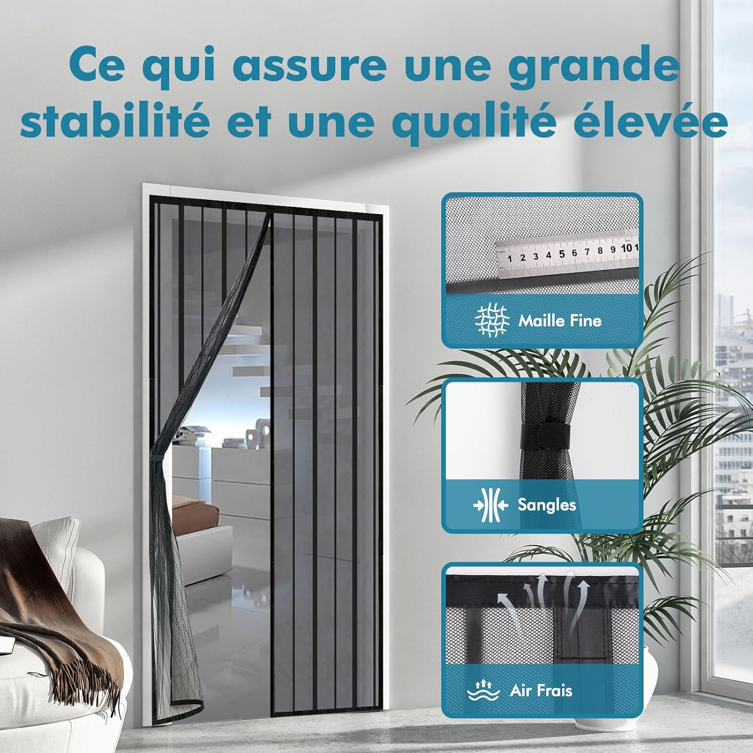 Detalle de Sekey 85x225 cm Moustiquaire pour porte