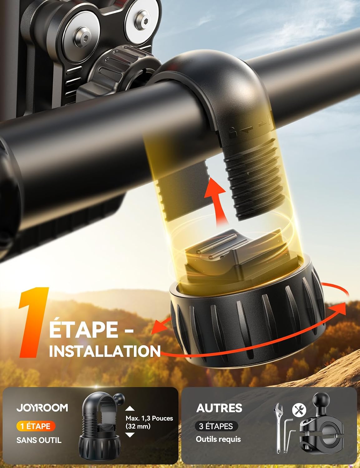 Detalle 2 de JOYROOM 2026 Support téléphone moto 18-34 mm