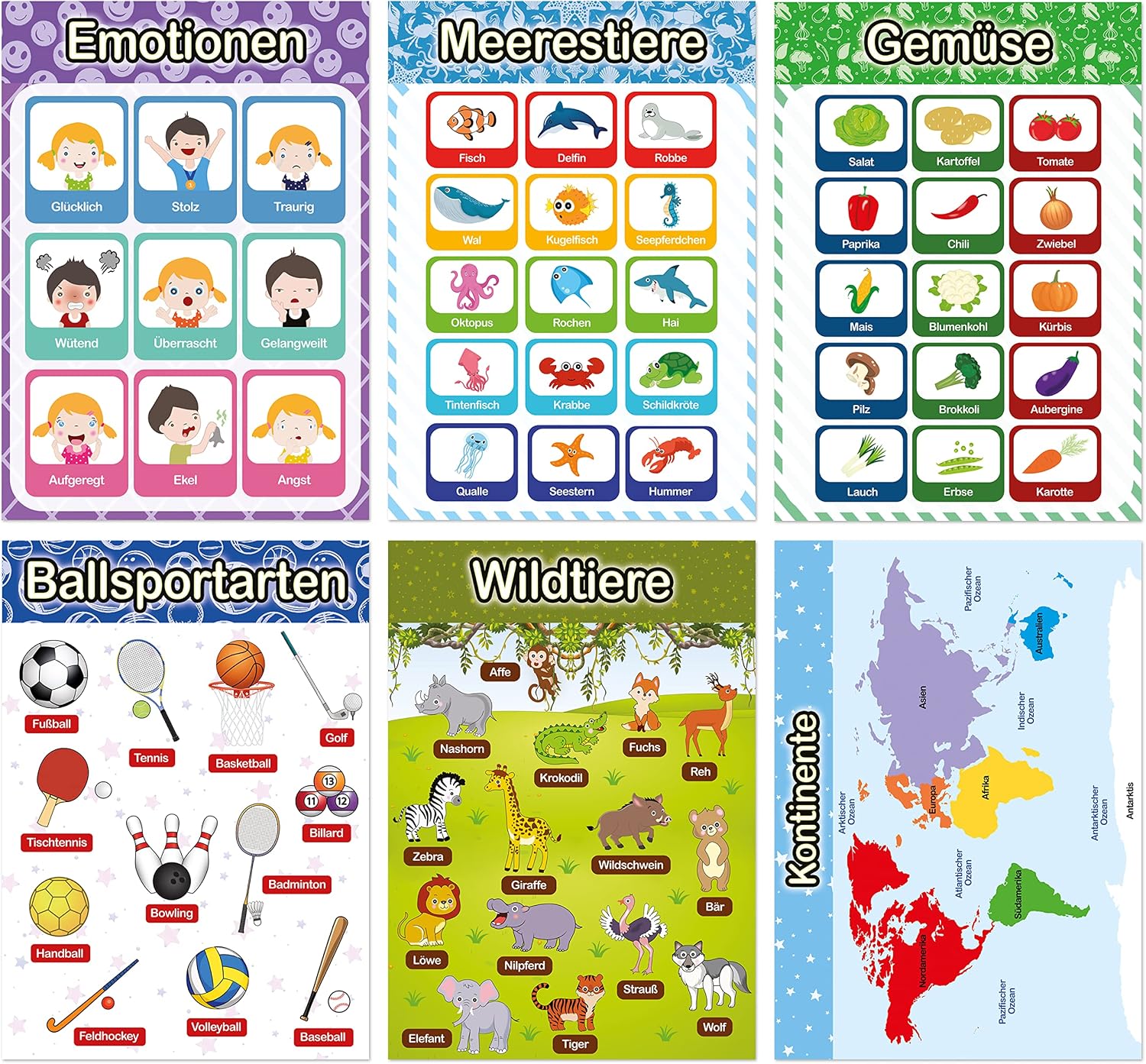Thumbnail 6 de LIKARTO® 12 pädagogische Montessori Lernposter (A4) – extra dickes Papier, beidseitig laminiert