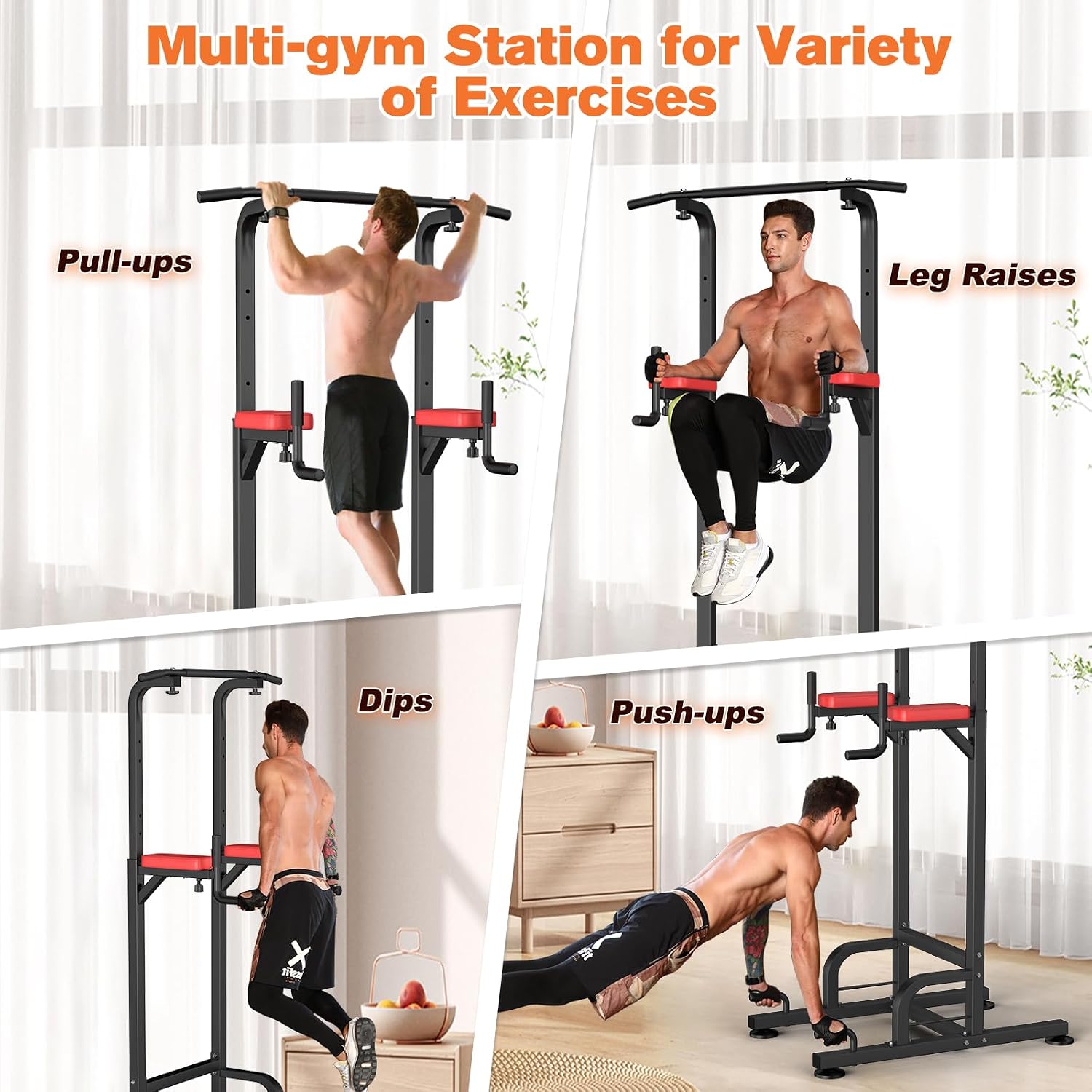Detalle 2 de RELIFE REBUILD YOUR LIFE Power Tower Pull-Up and Dip Station, 9 Height Settings
