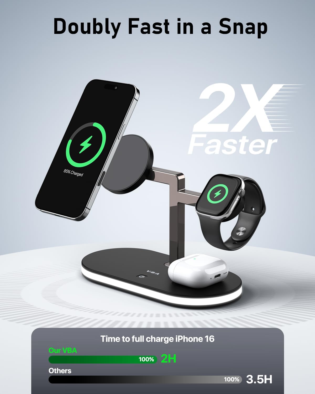 Detalle de VBA 4 in 1 Wireless Charging Station for iPhone 4 devices