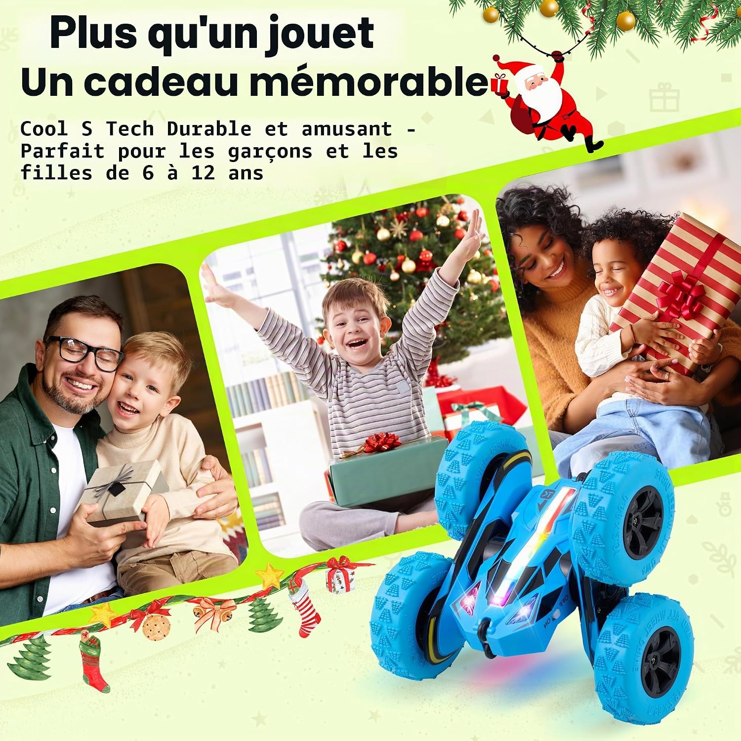 Thumbnail 6 de Threeking Voiture Télécommandée Enfant RC à Cascades: batterie modulable, conduite double face et lumières douces