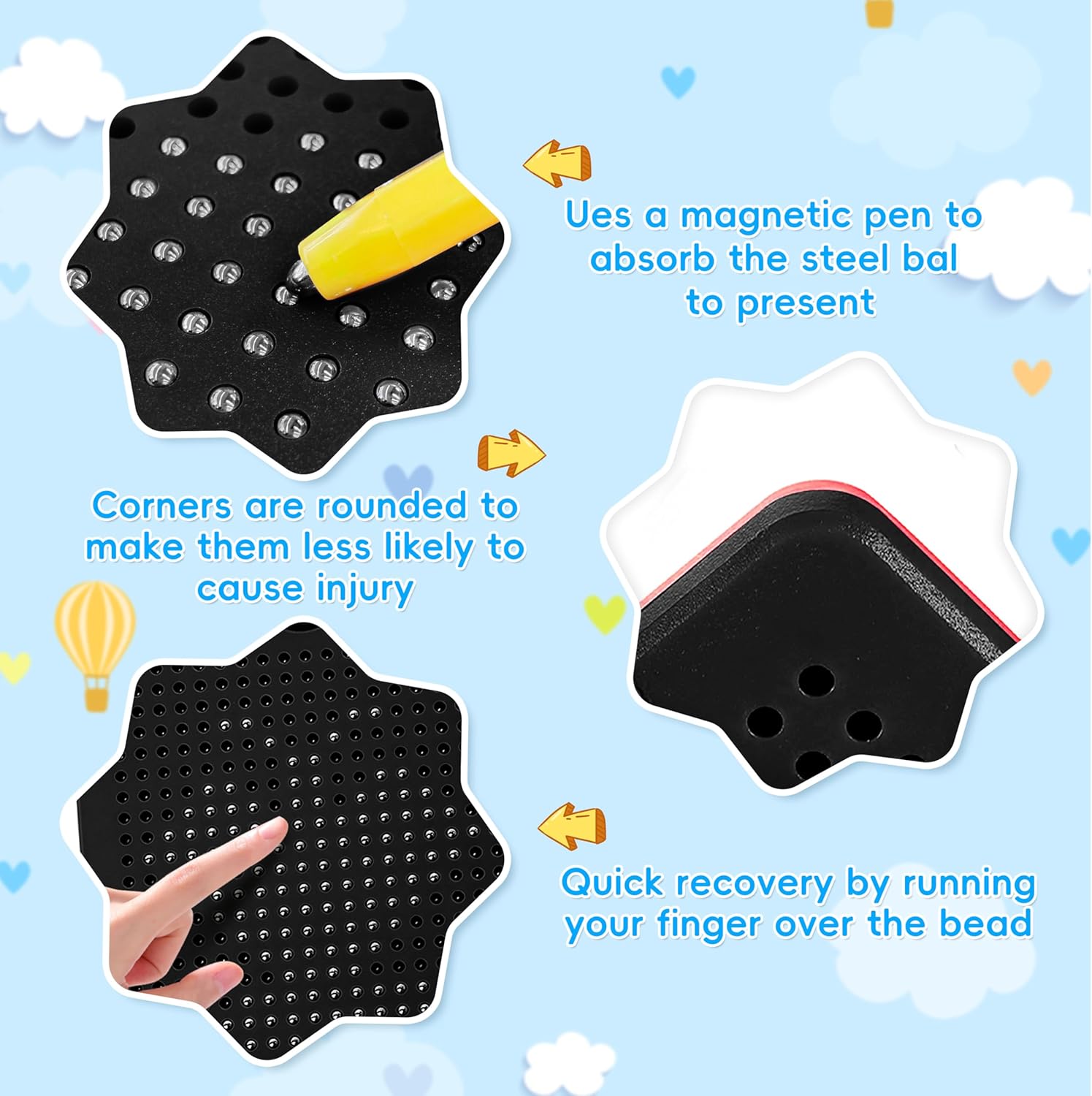 Detalle 2 de AMFUN Tavolo da Disegno Magnetico: lavagna magnetica portatile per bambini dai 3 anni (Nero)