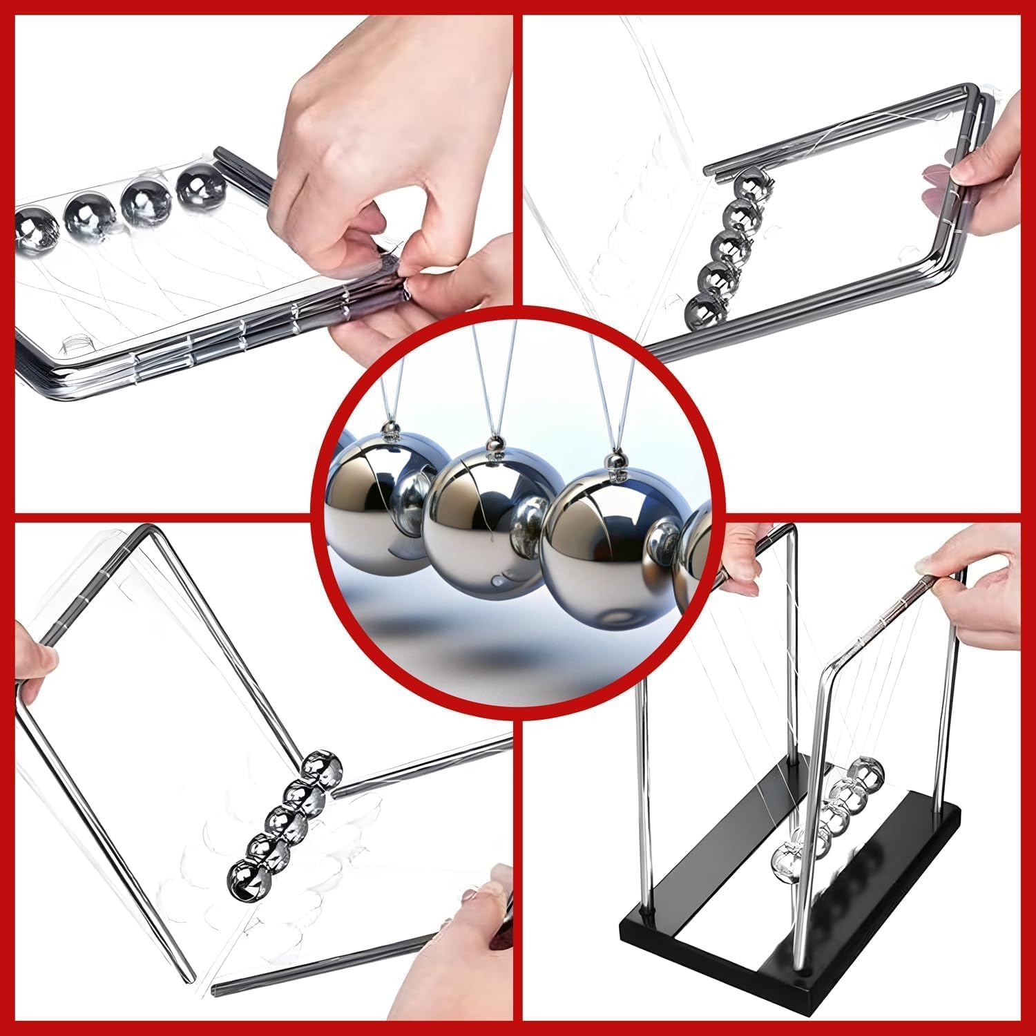 Thumbnail 1 de Pendule à Billes Newton 18 cm – Relaxation Physique, Décoration de Bureau Classique