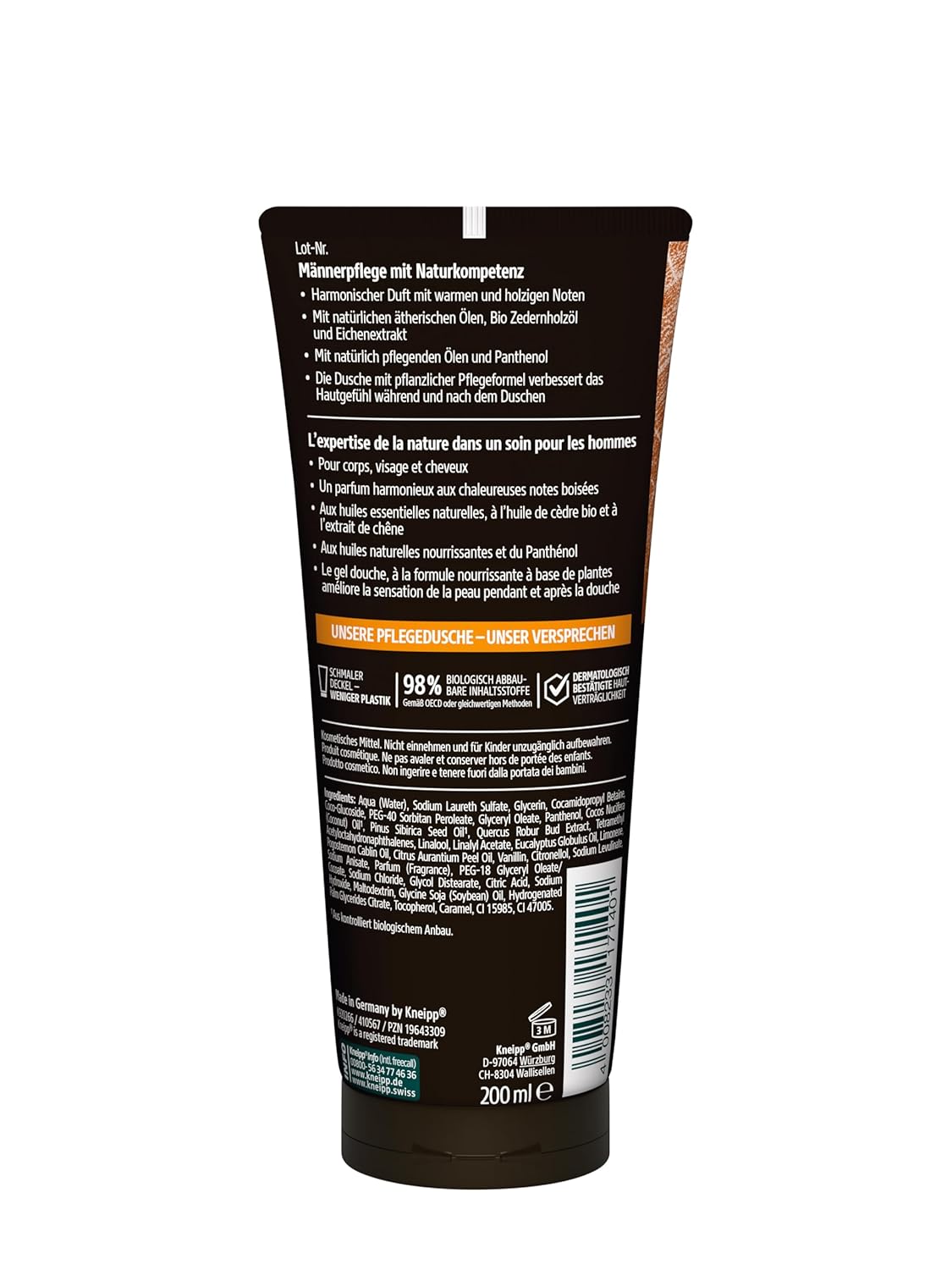 Thumbnail 2 de Kneipp MEN 3 in 1 Pflegedusche Kraftvoll – Bio Zedernuss & Panthenol, 6 x 200 ml