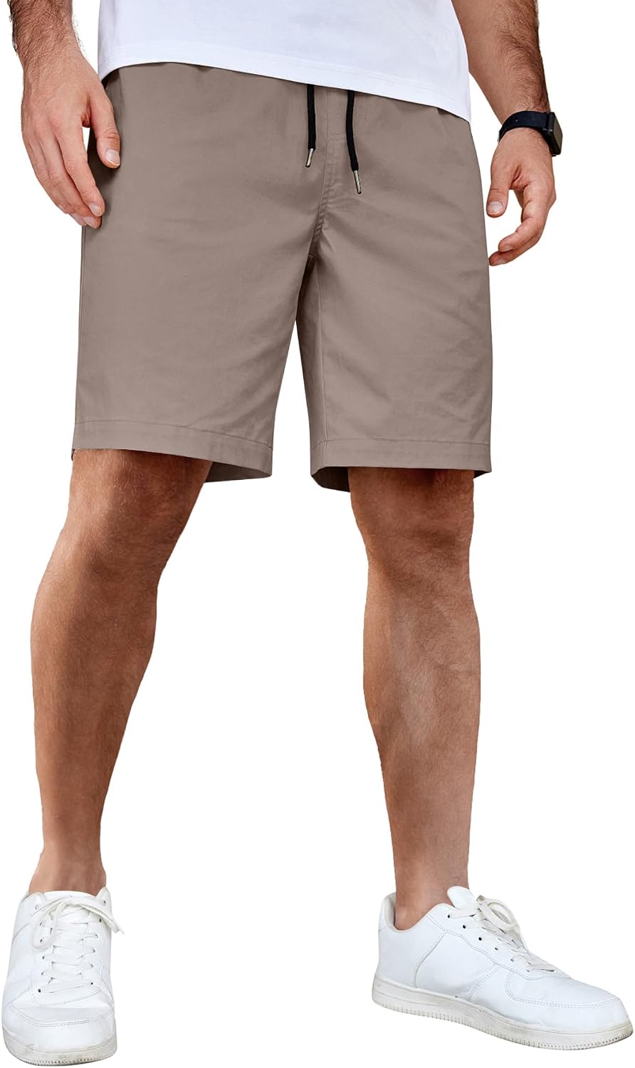 Detalle de COOFANDY Men's Casual Cotton Shorts with Elastic Drawstring Waist