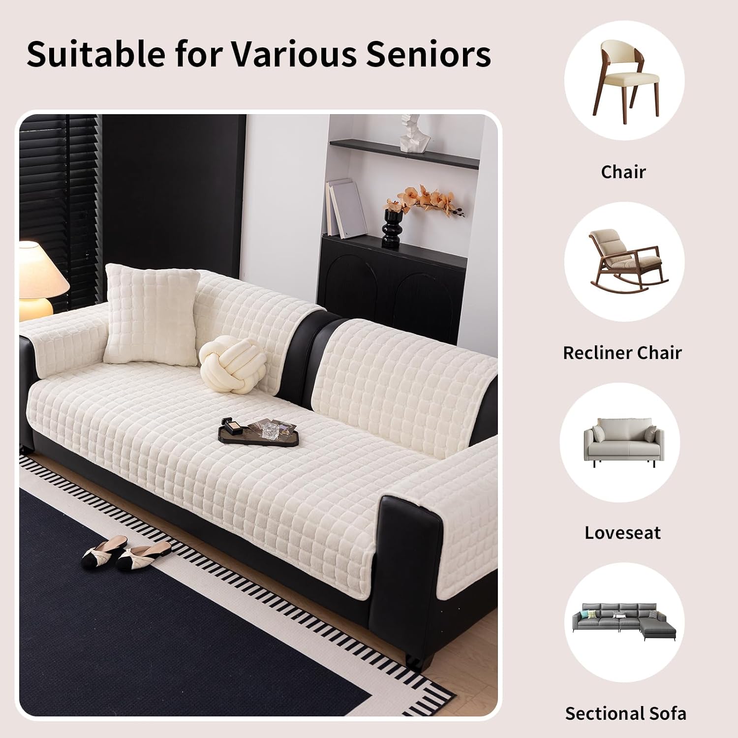 Thumbnail 4 de MDSASFD Velvet Couch Cover for 3-Cushion L-Shape Sofa — Washable, Anti-Slip, Pet & Kid Friendly