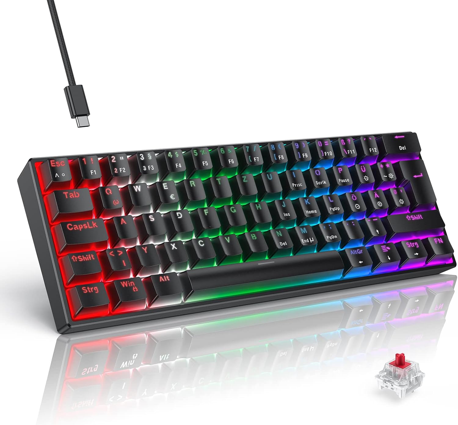 Detalle de TECURS Mechanische Gaming Tastatur 61 Tasten ⌨