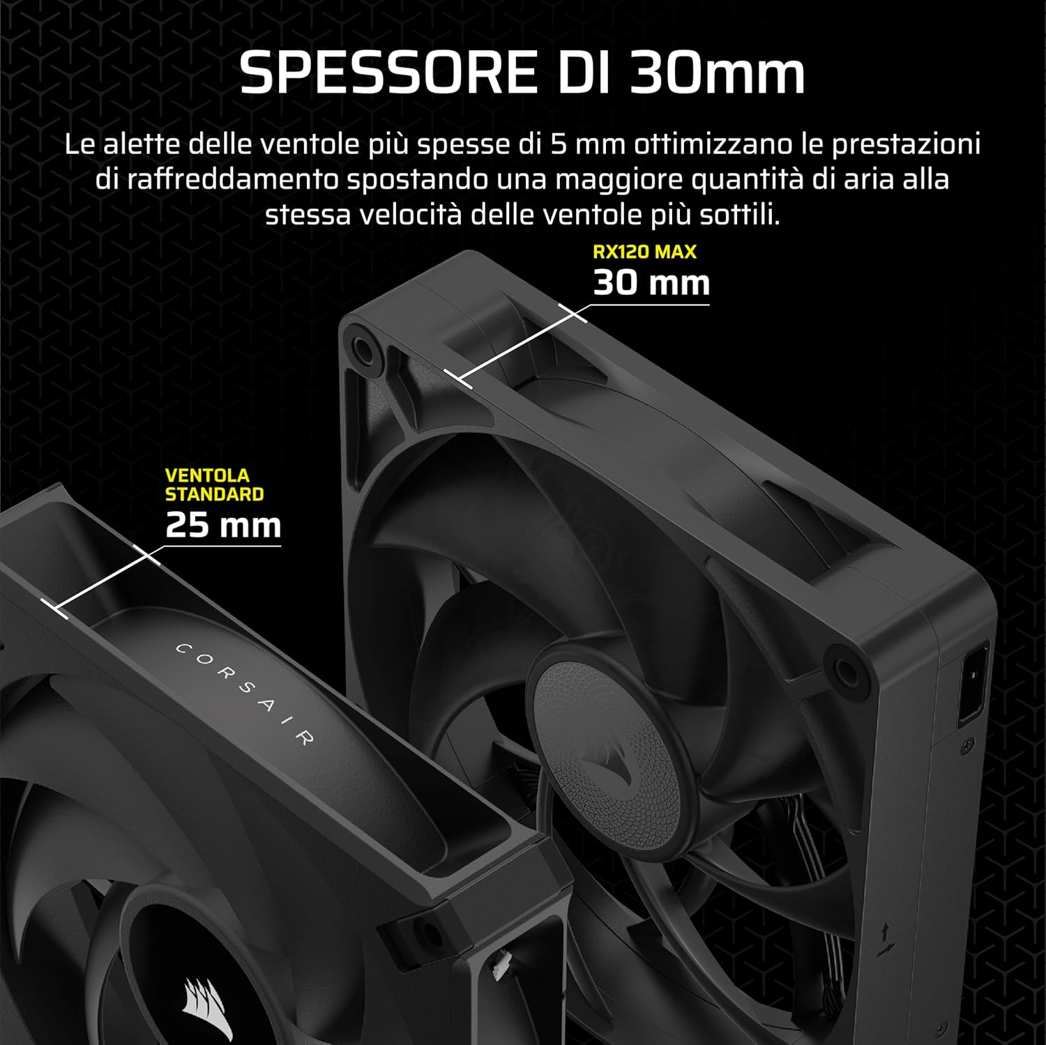 Thumbnail 2 de CORSAIR iCUE LINK RX120 MAX 120mm PWM ventola per radiatori e case, alta pressione statica, con Hub iCUE LINK