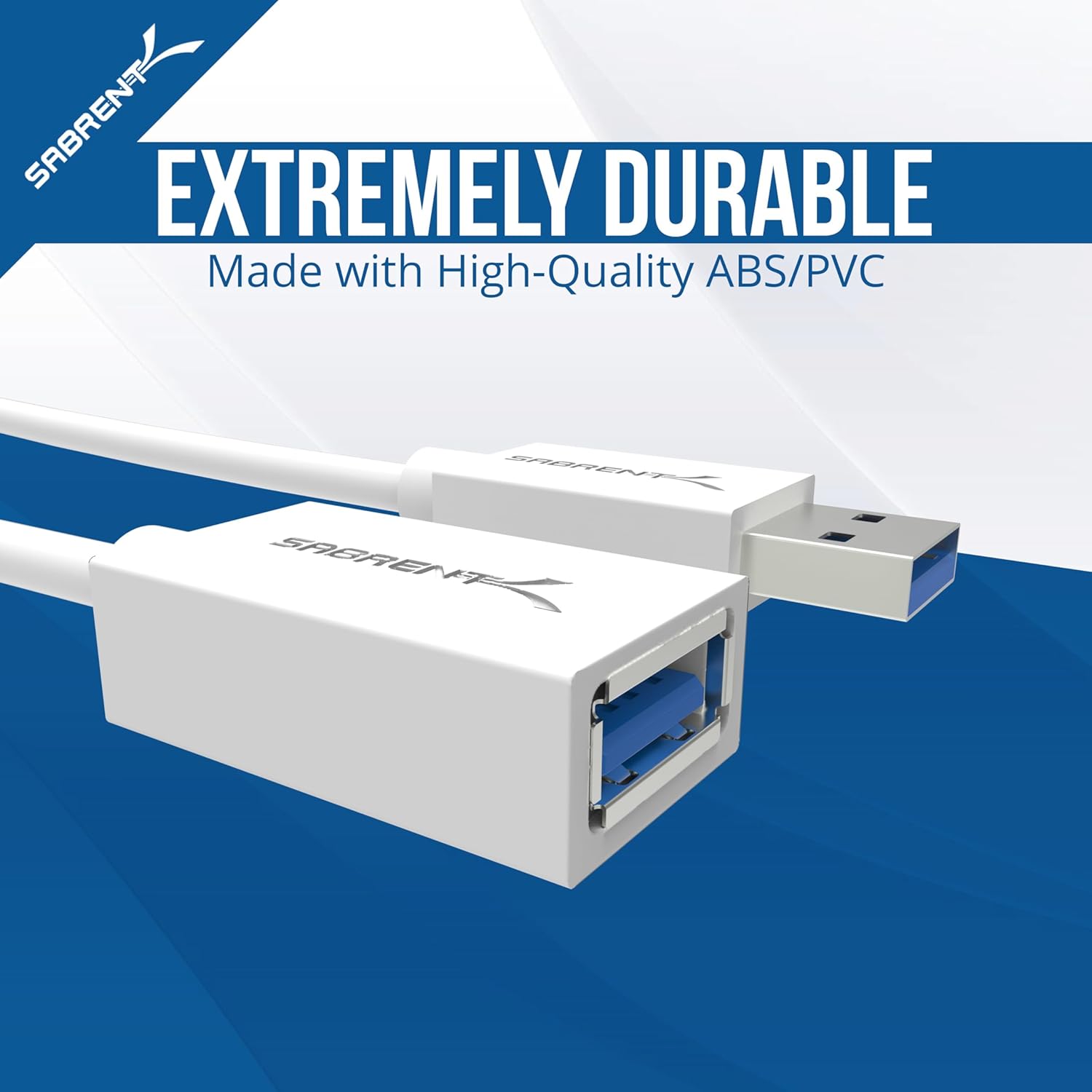 Detalle 2 de SABRENT 22AWG USB 3.0 Extension Cable A Male to A Female (3 Feet, White) CB-303W