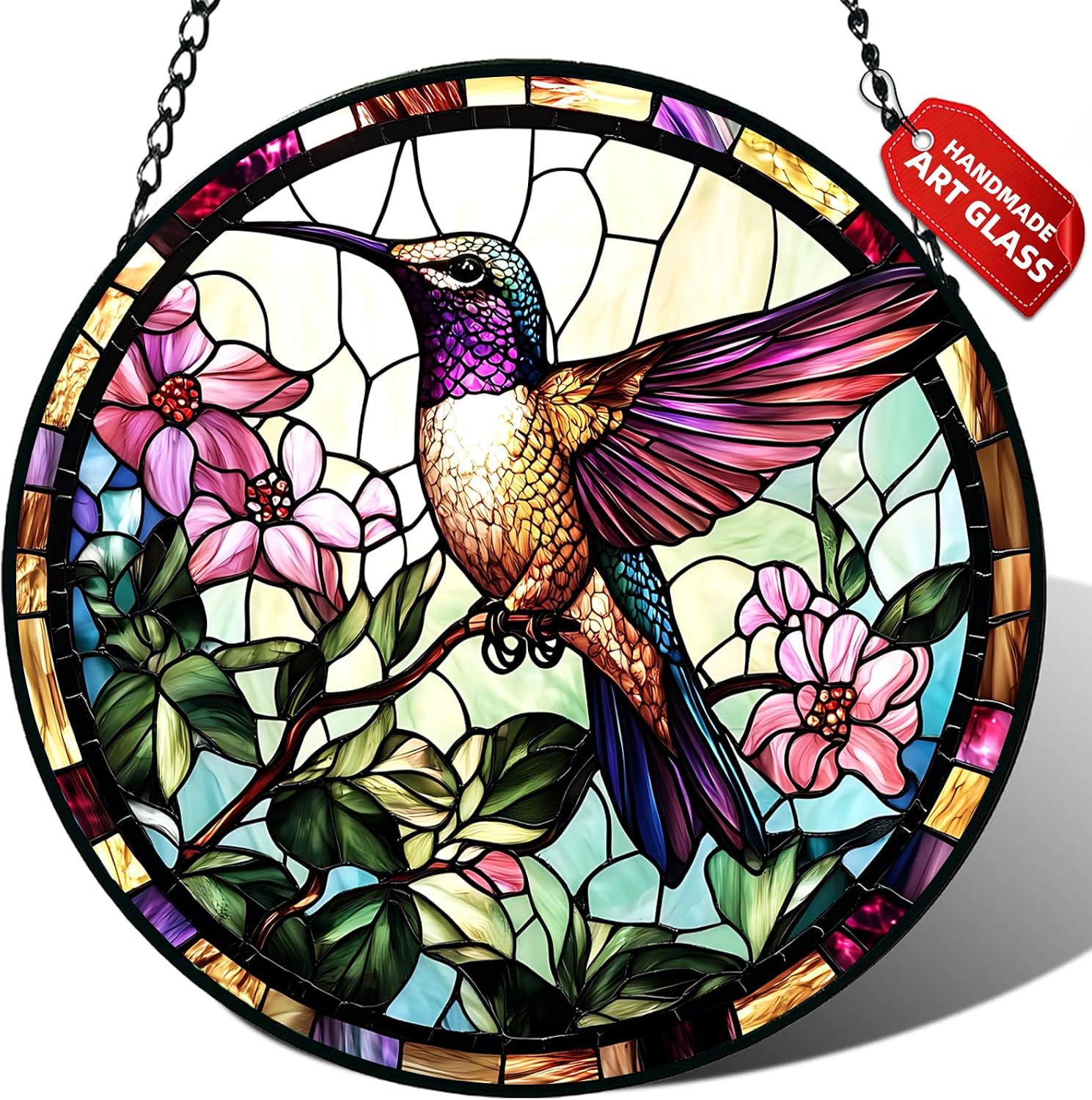 Detalle de Hummingbird Stained Glass Suncatcher 6.3-Inch