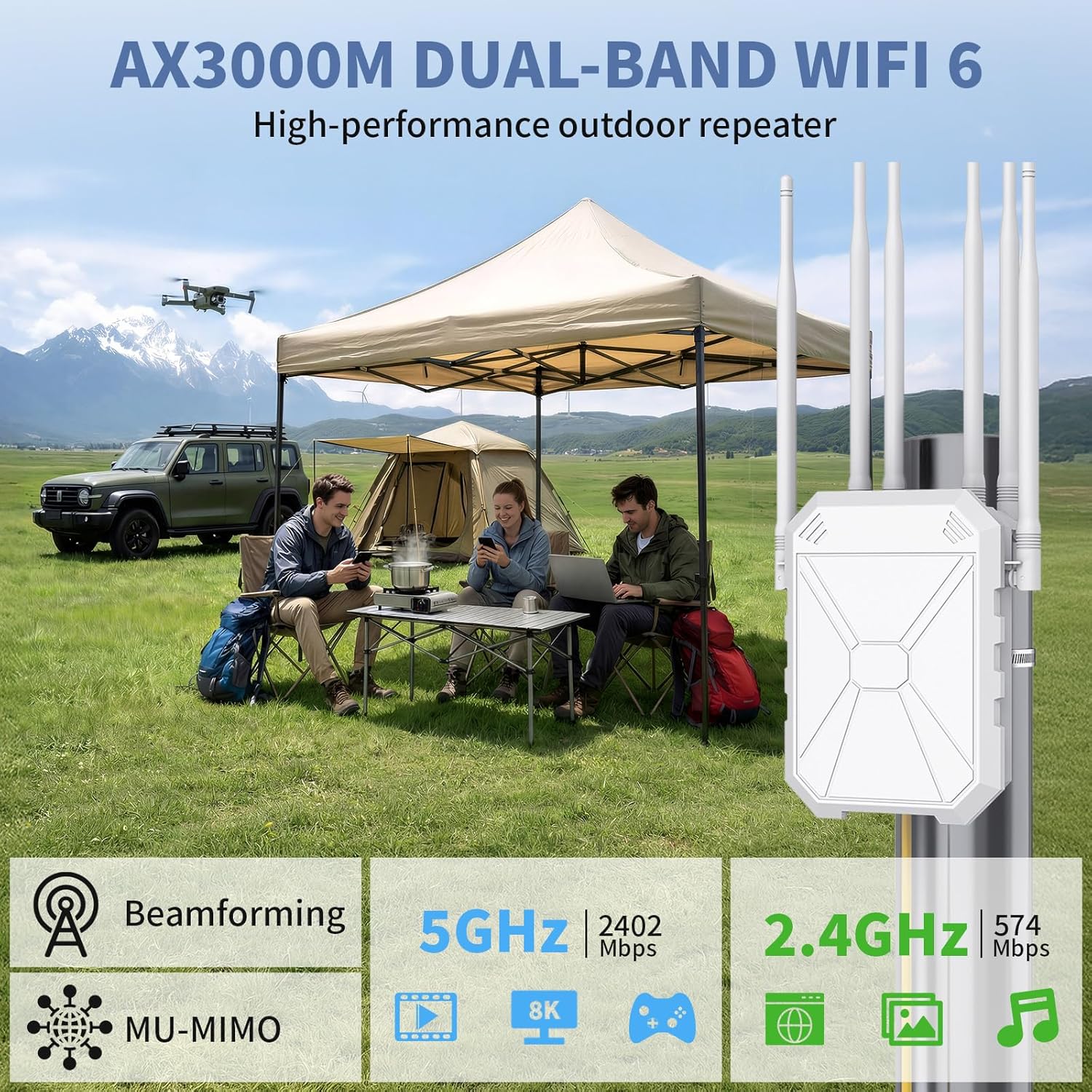 Thumbnail 1 de CINAMON AX3000 WLAN Repeater 3000 Mbps