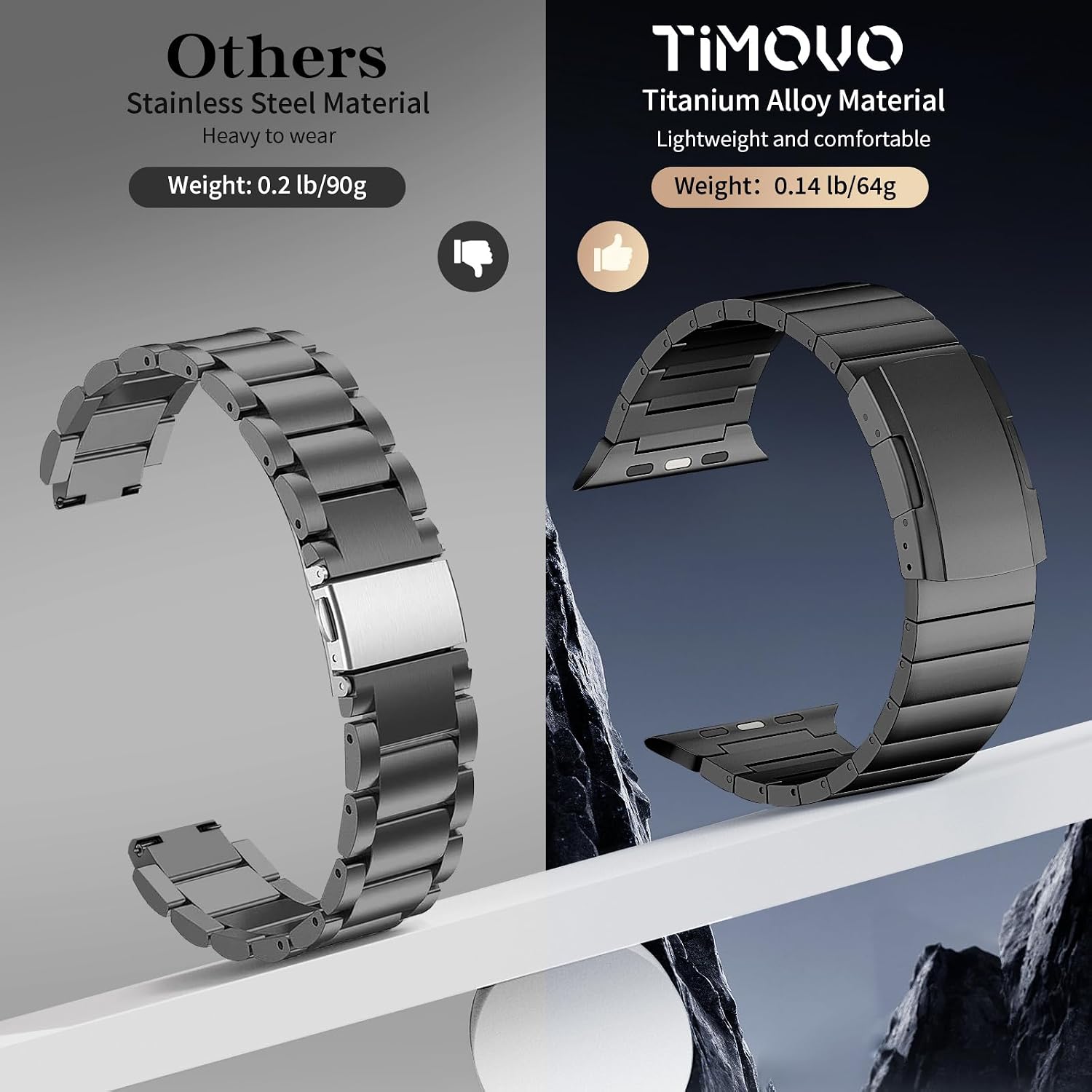 Thumbnail 2 de TiMOVO Titanium Strap for Apple Watch (Ultra 3/2/1, Series 11–1) Detachable Metal Band, Black