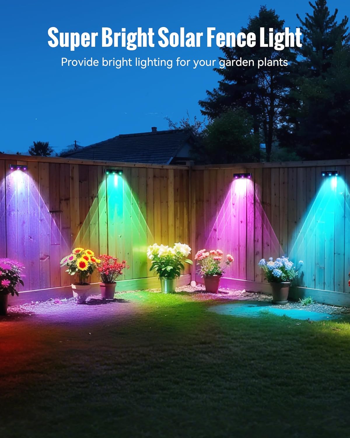 Thumbnail 6 de FabStyl Solar Fence Lights Outdoor Garden – 4 Pack RGB Wall Lights with 10 Colour Modes