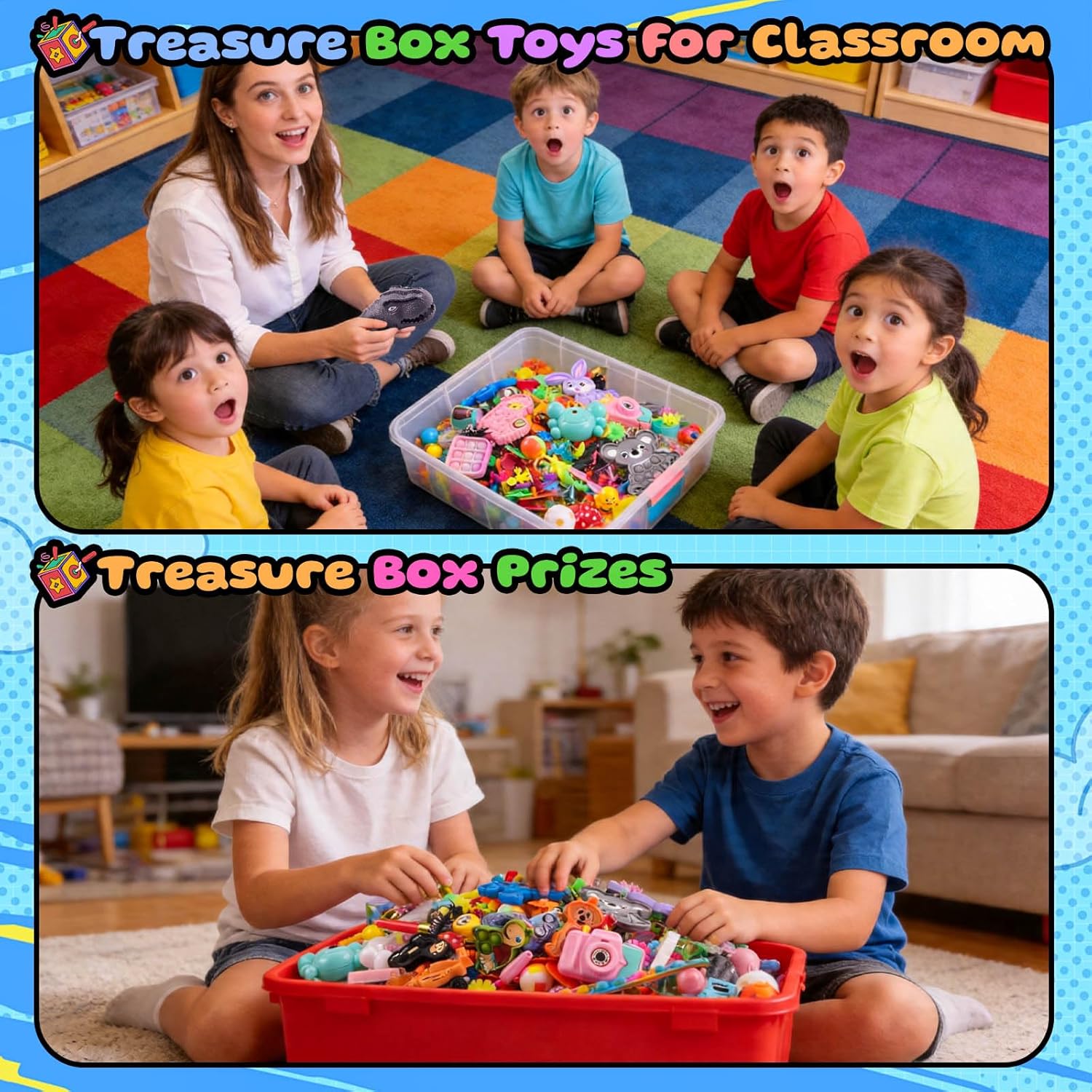 Thumbnail 5 de Kiss Monkey 640-Piece Prize & Treasure Box Toy Set for Kids (Classroom, Party Favors, Pinata Stuffers)