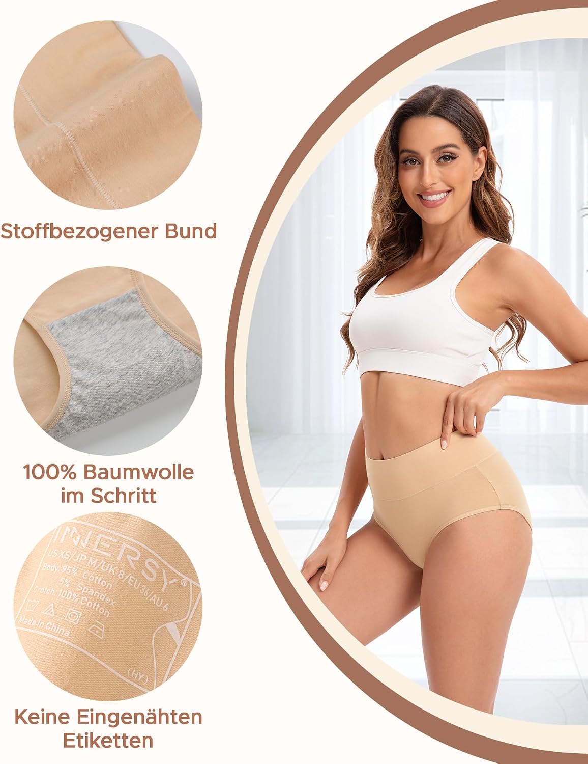 Thumbnail 3 de INNERSY Damen Unterhosen Baumwolle Stretch High Waist 5er Pack