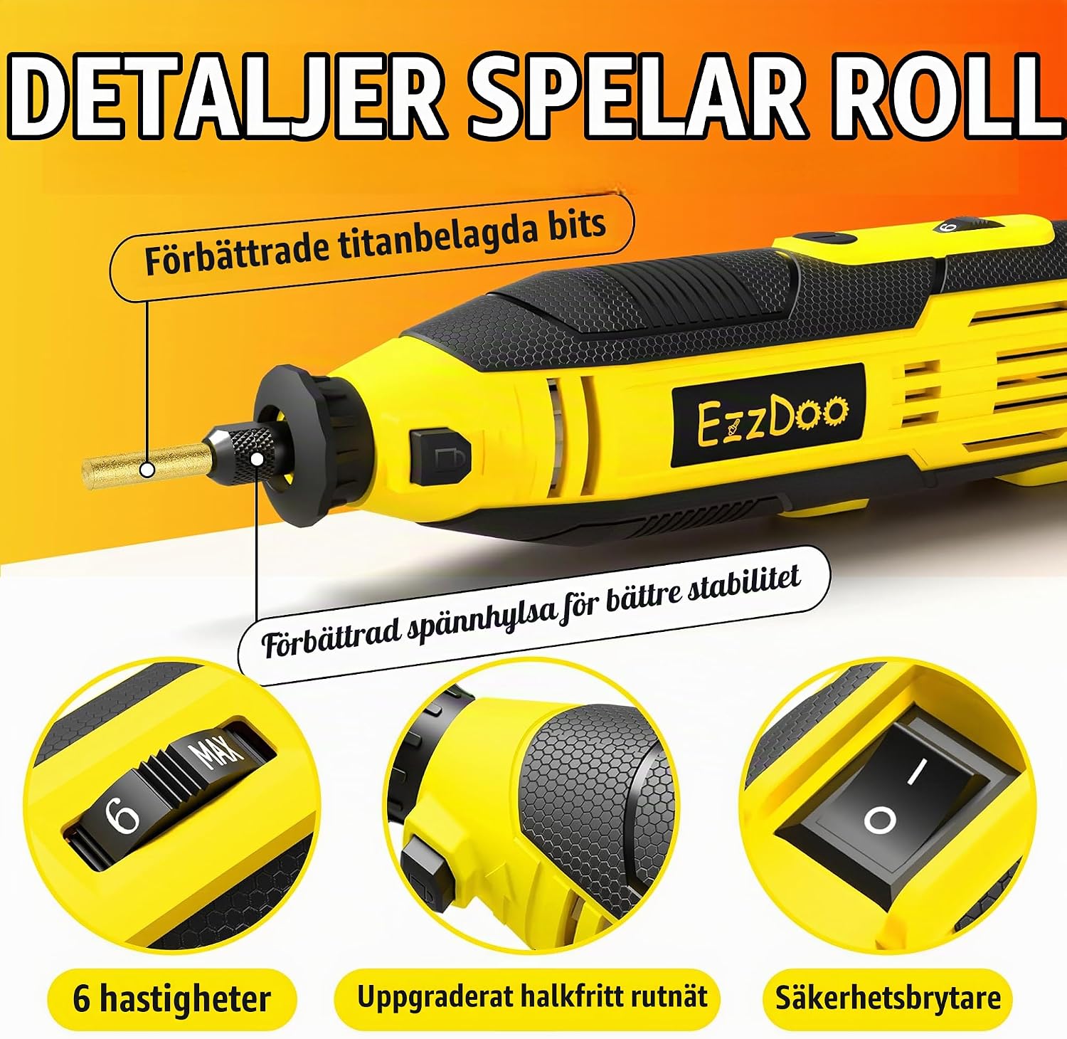 Thumbnail 3 de EzzDoo elektrisk motorsågsvässare 150 W med titanbelagda diamantfilar