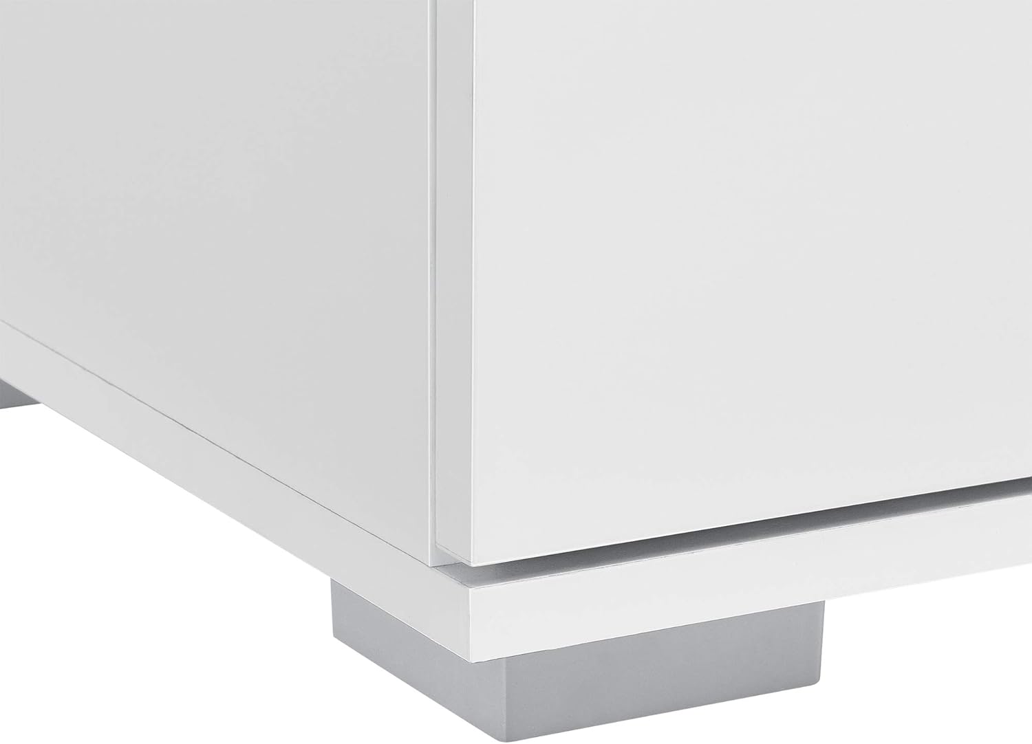 Detalle 2 de Mobile TV a 2 ante con scomparti chiusi e aperti, tavolino basso, porta TV e foro passacavi in Bianco Lucido – en.casa