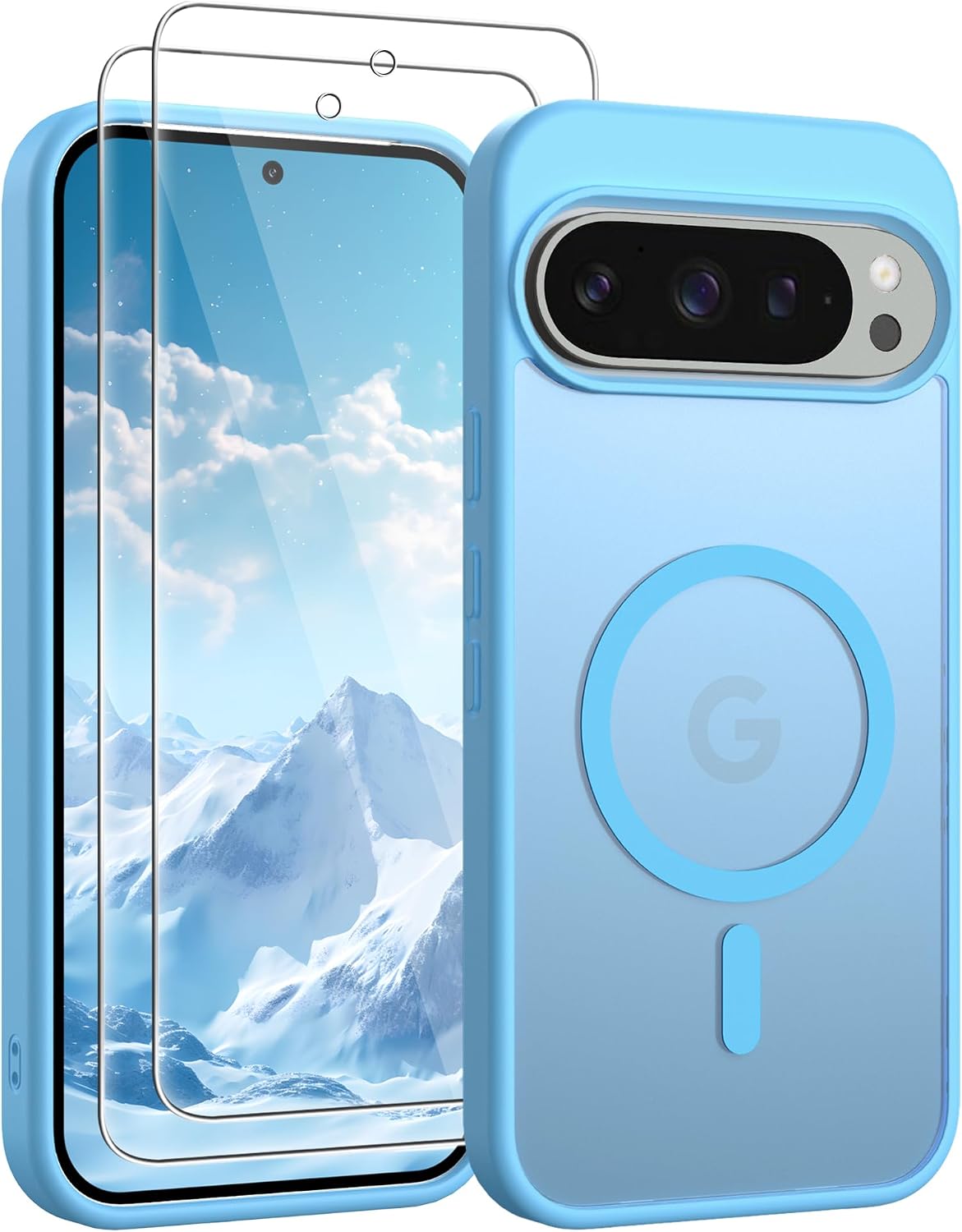 Detalle de Jshru Magnetic Case for Google Pixel 9 Pro XL – Slim Translucent with HD Screen Protectors