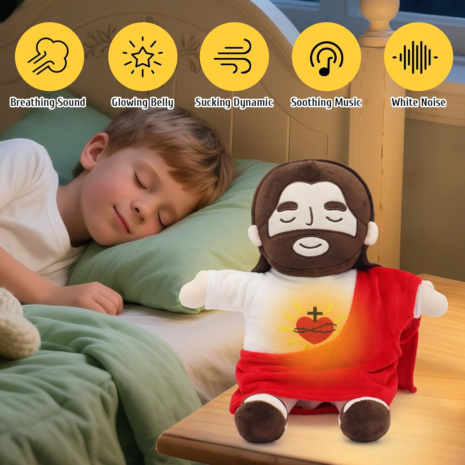 Detalle de Yelakey Jesus Plush that Breaths (Red) — 13.8-Inch Breathing Jesus Stuffed Doll