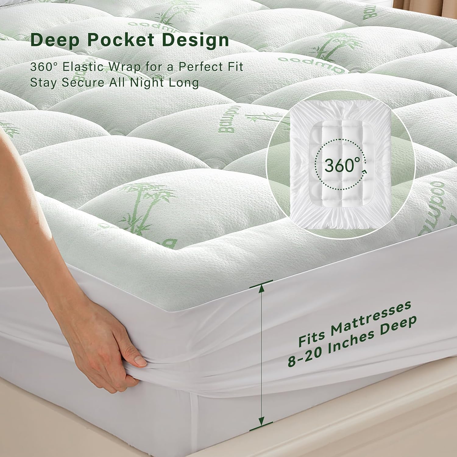 Thumbnail 2 de SunStyle Home Memory Foam Mattress Topper, Double/Full, 8–21 in Deep Pocket