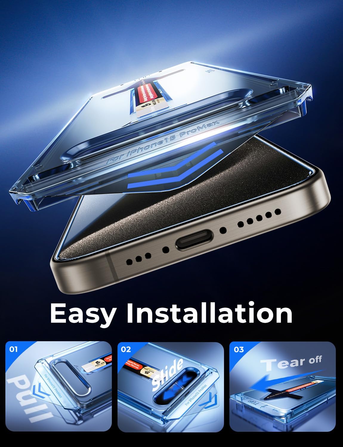 Thumbnail 2 de MAGIC JOHN Screen Protector for iPhone 15 Pro Max 6.7