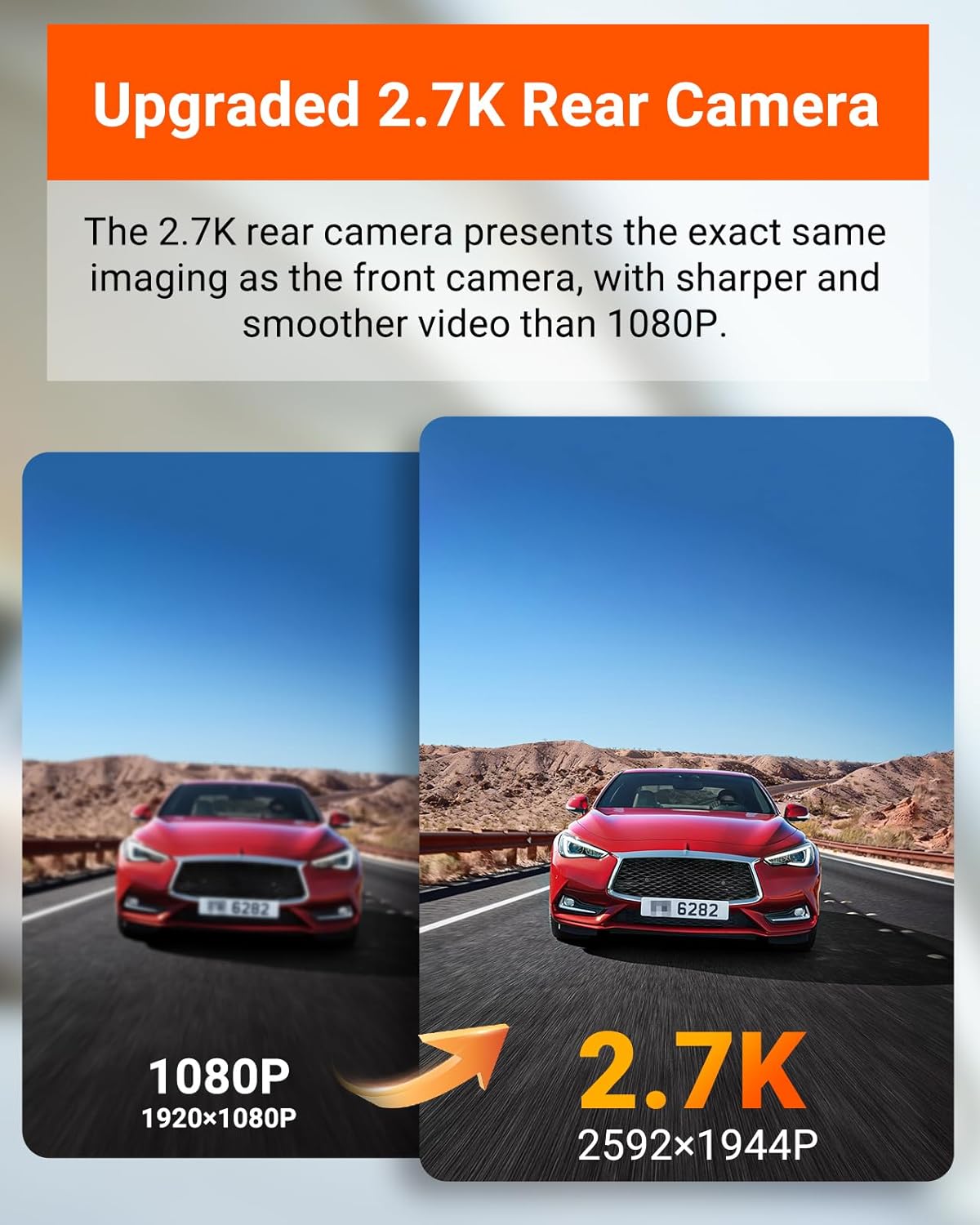 Thumbnail 2 de Vantrue E2 Dash Cam Front and Rear — 2.7K + 2.7K Dual Dash Camera