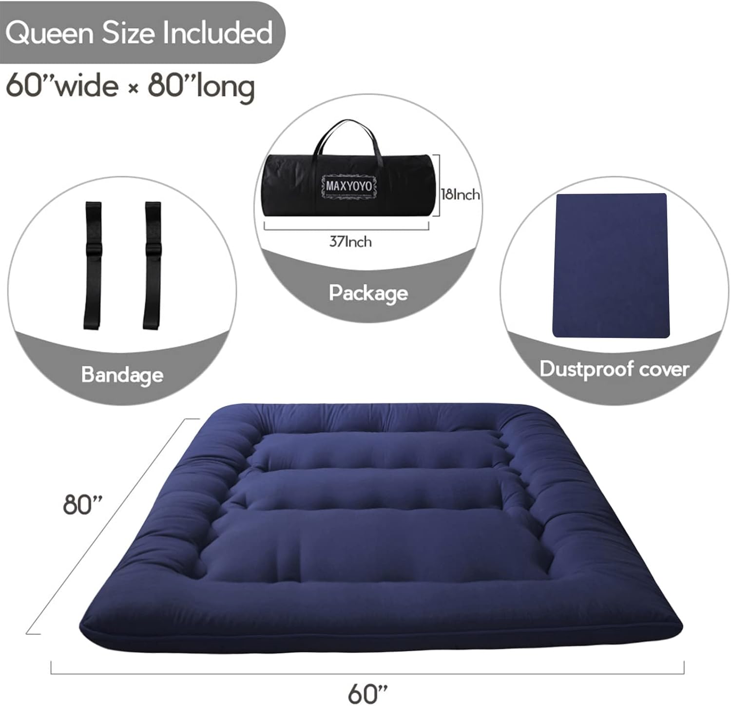 Thumbnail 1 de MAXYOYO Japanese Floor Mattress Futon Mattress, Queen Size