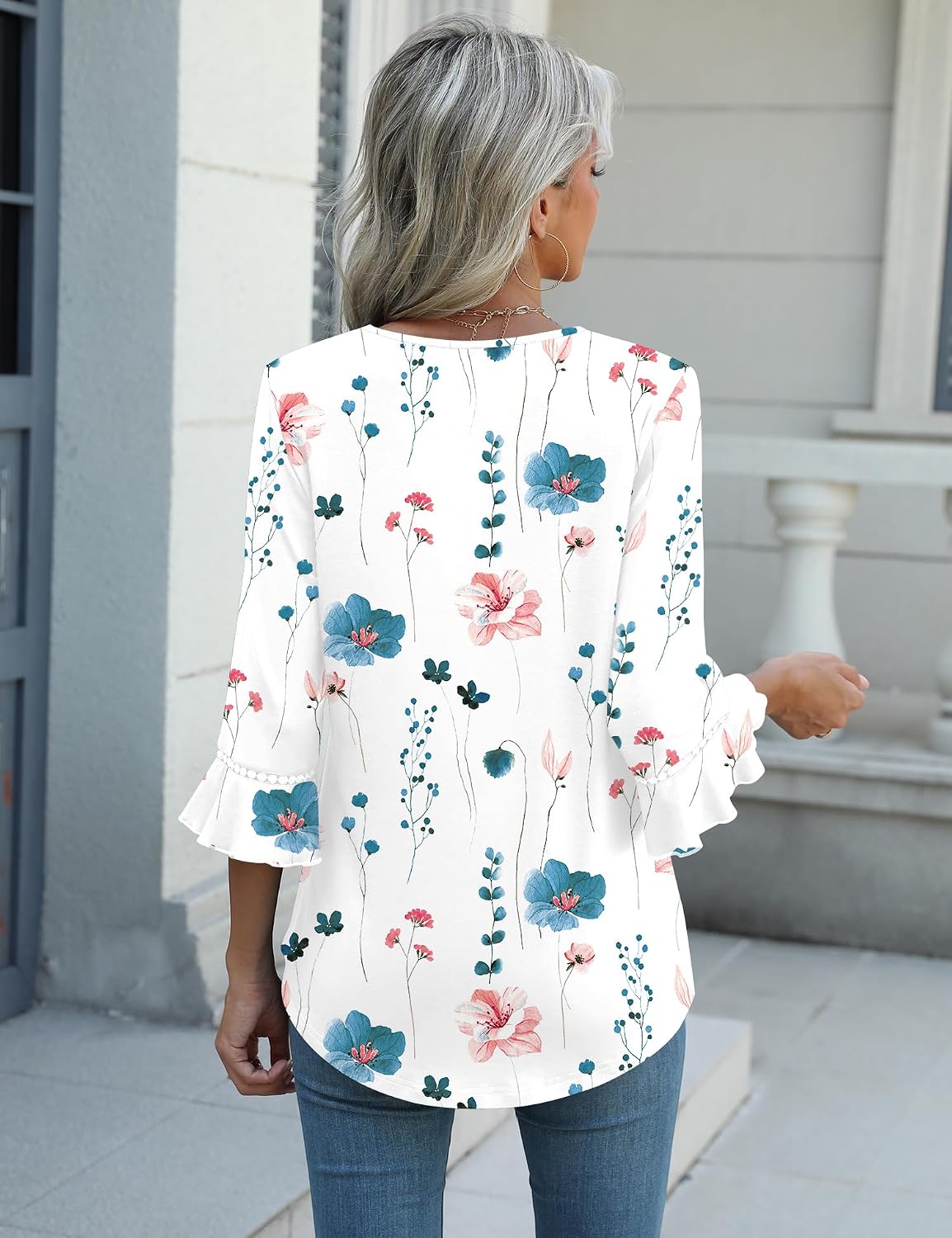 Detalle de Kistore V Neck Tunic Top, 3/4 sleeves