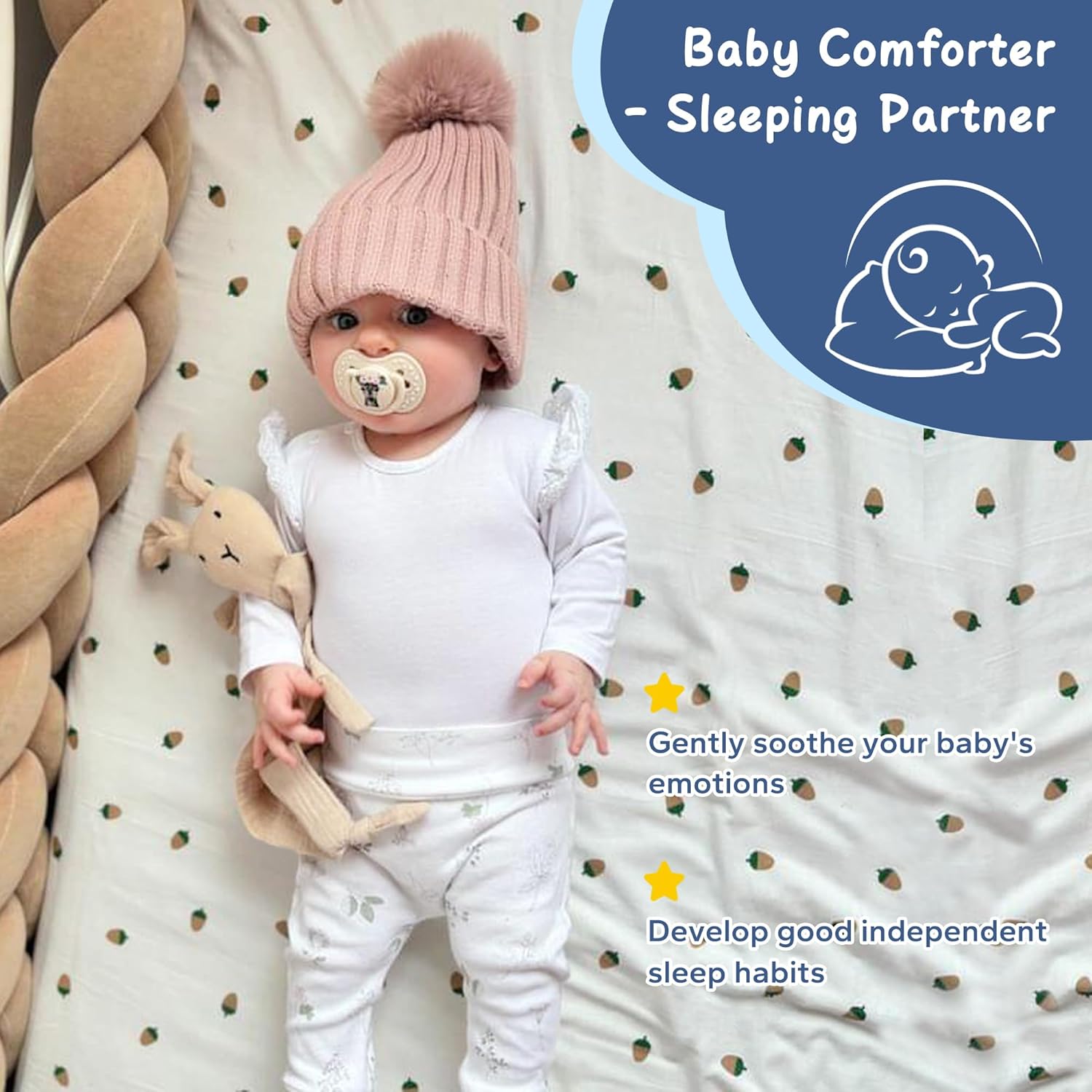 Thumbnail 3 de ZIGJOY Baby Comforter Blanket Muslin Cotton Bunny Lovey – 11x11in Khaki