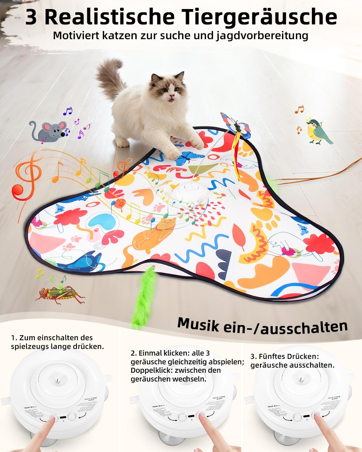 Detalle 2 de Wagxoey Interaktives Katzenspielzeug Wiederaufladbar